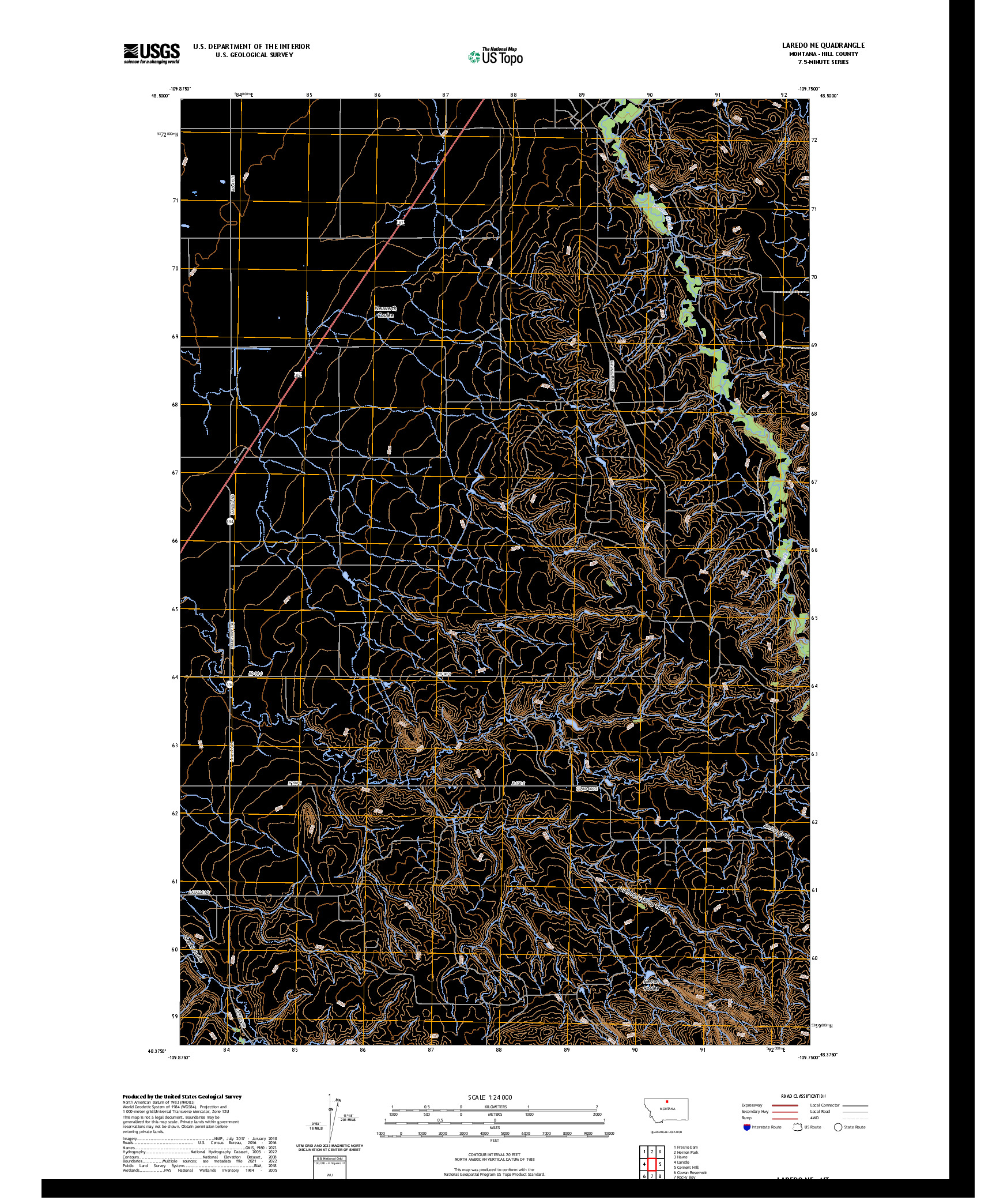 US TOPO 7.5-MINUTE MAP FOR LAREDO NE, MT