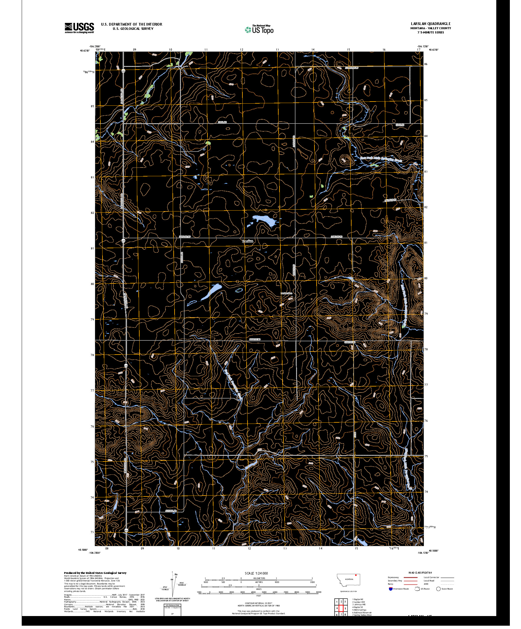 US TOPO 7.5-MINUTE MAP FOR LARSLAN, MT