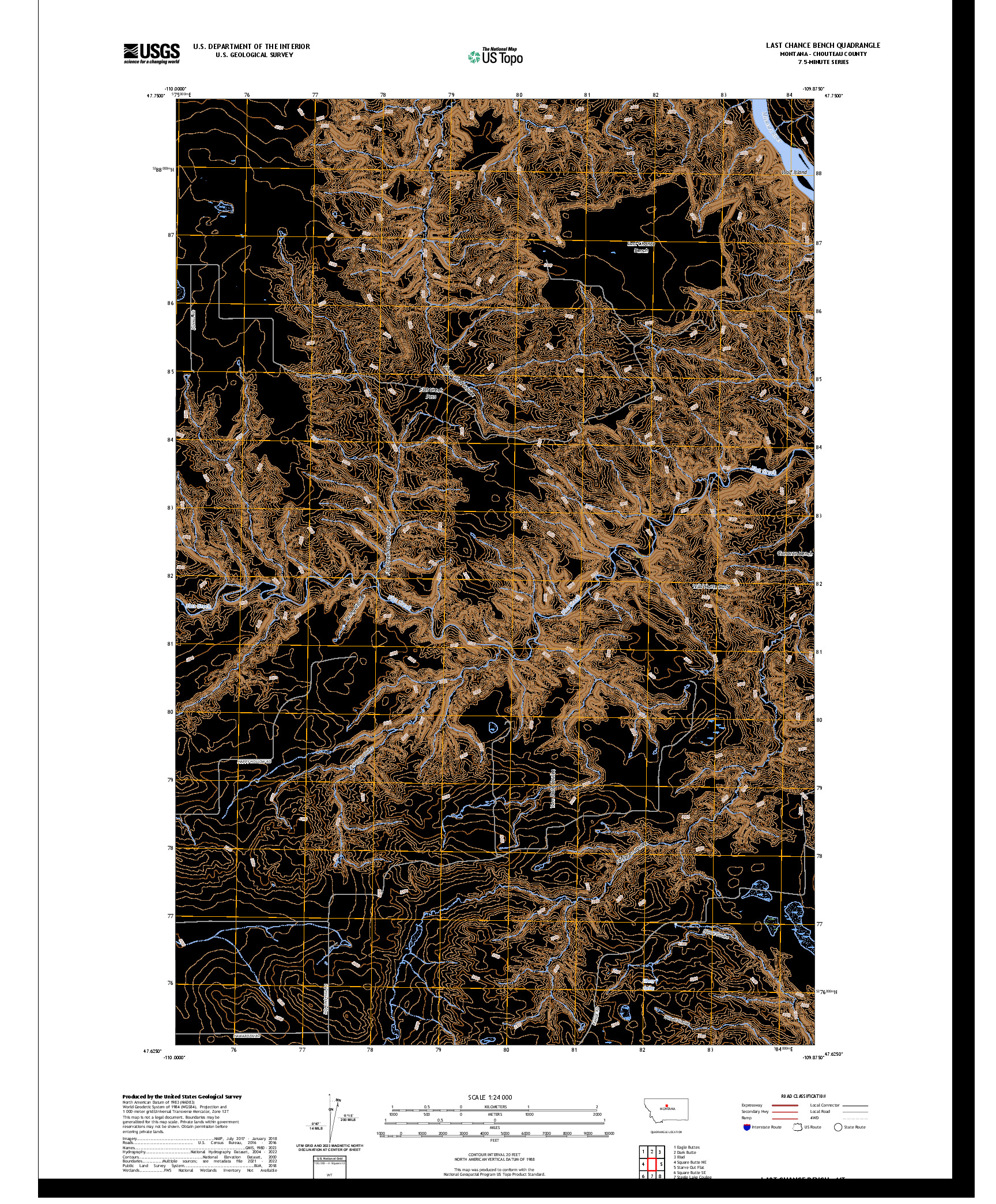 US TOPO 7.5-MINUTE MAP FOR LAST CHANCE BENCH, MT