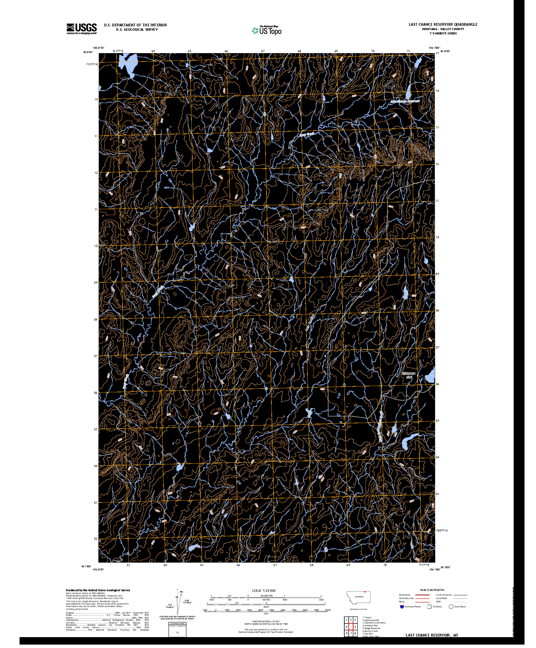 US TOPO 7.5-MINUTE MAP FOR LAST CHANCE RESERVOIR, MT