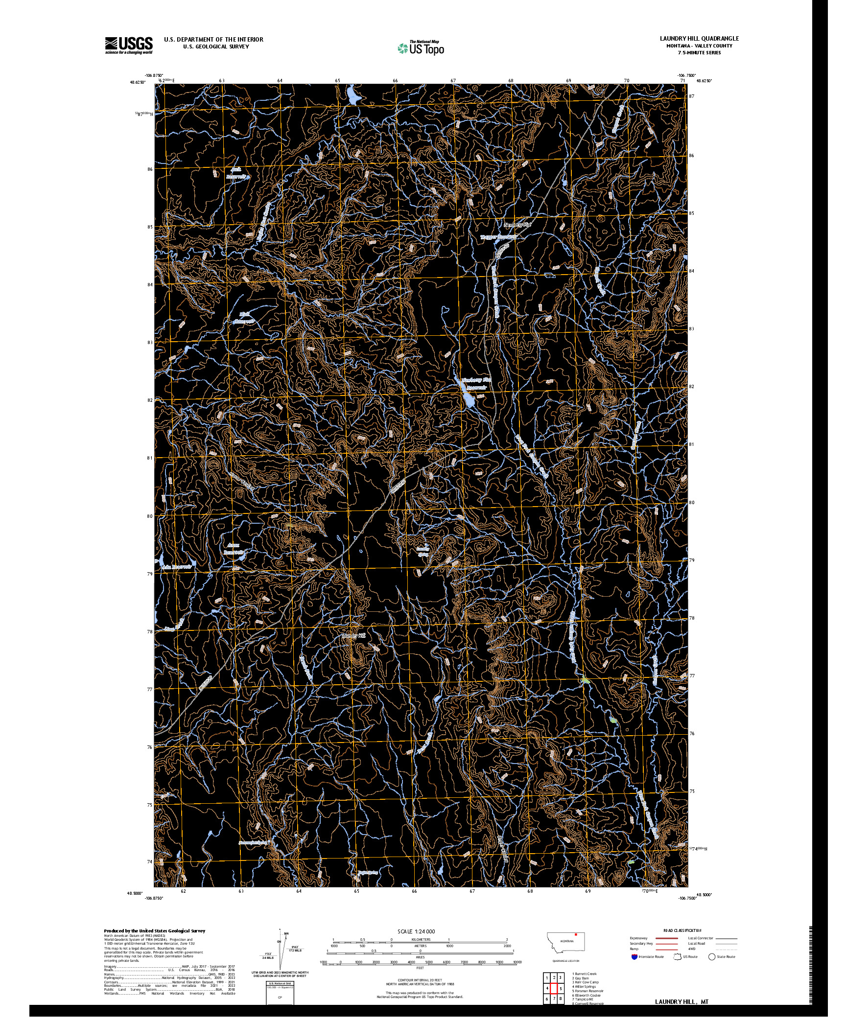 US TOPO 7.5-MINUTE MAP FOR LAUNDRY HILL, MT