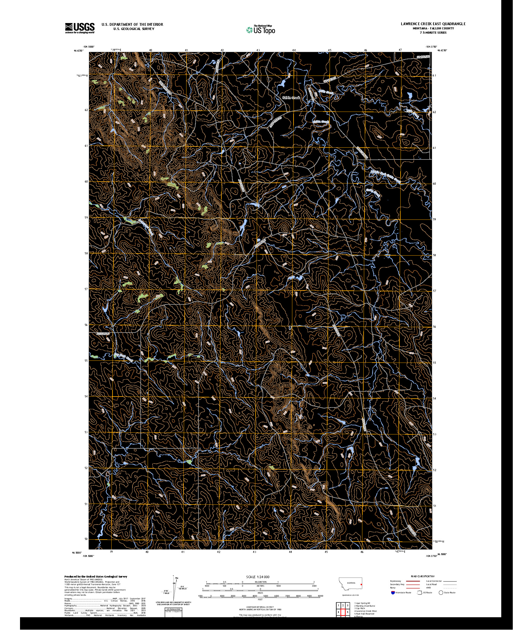 US TOPO 7.5-MINUTE MAP FOR LAWRENCE CREEK EAST, MT