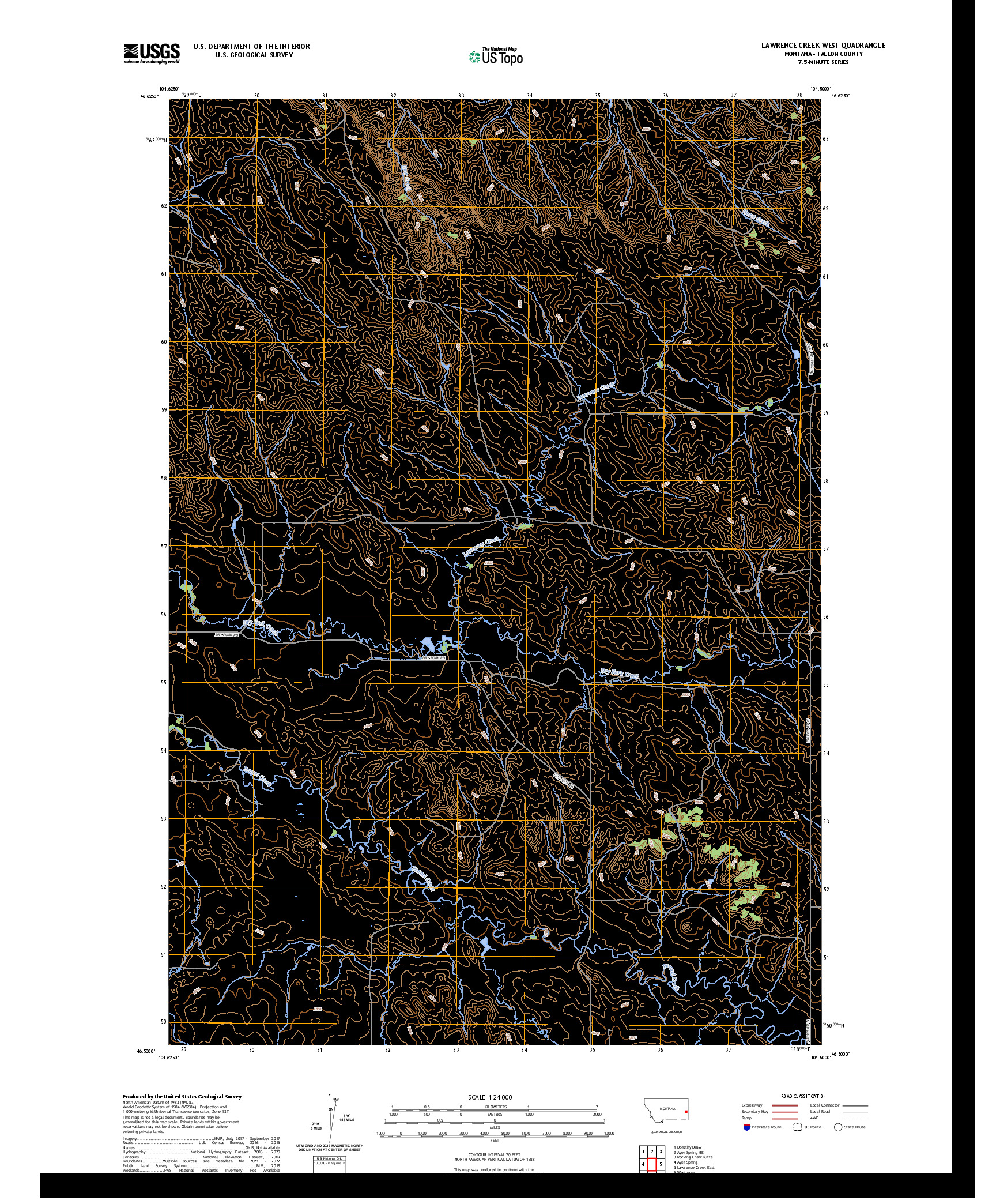 US TOPO 7.5-MINUTE MAP FOR LAWRENCE CREEK WEST, MT