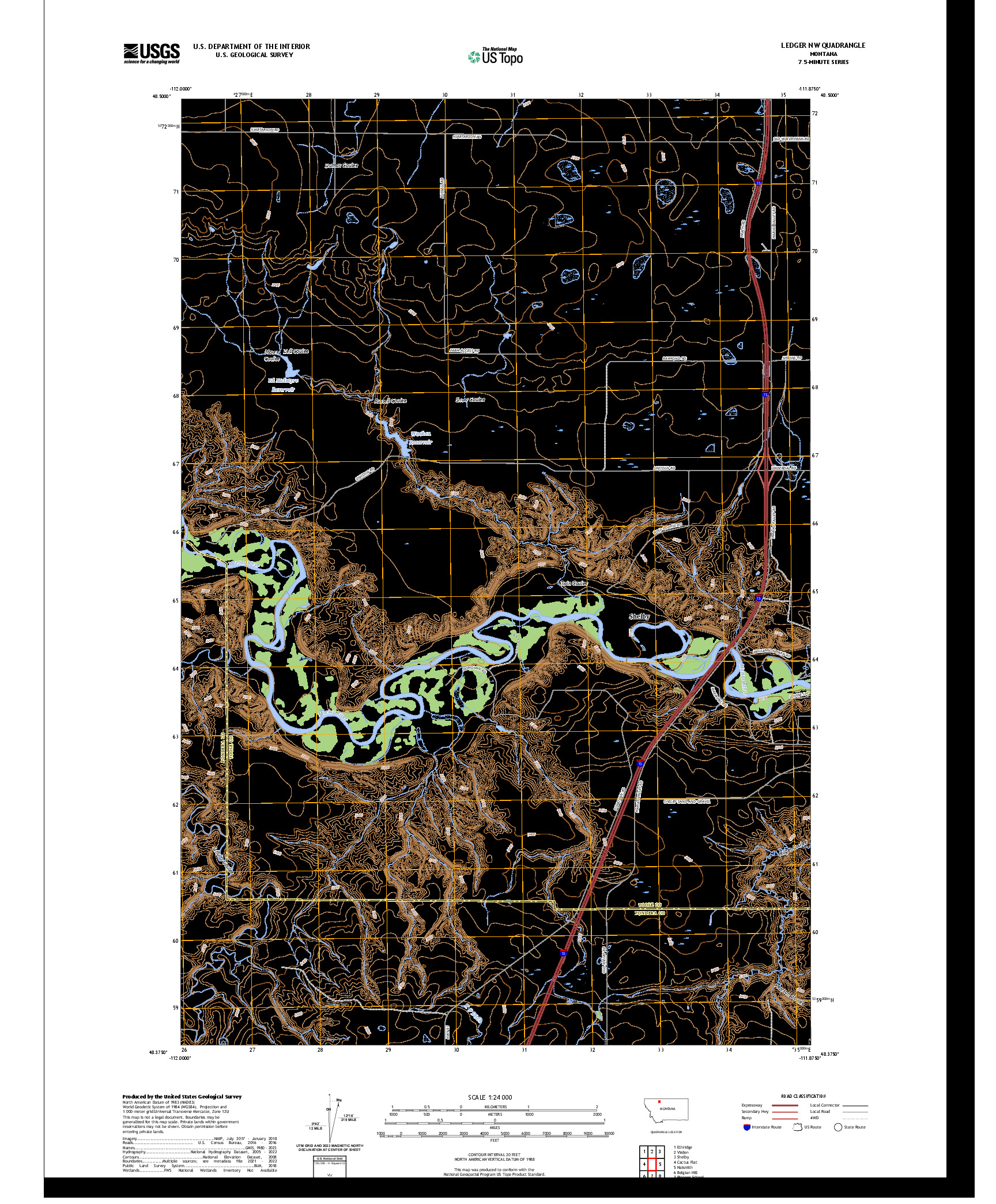 US TOPO 7.5-MINUTE MAP FOR LEDGER NW, MT