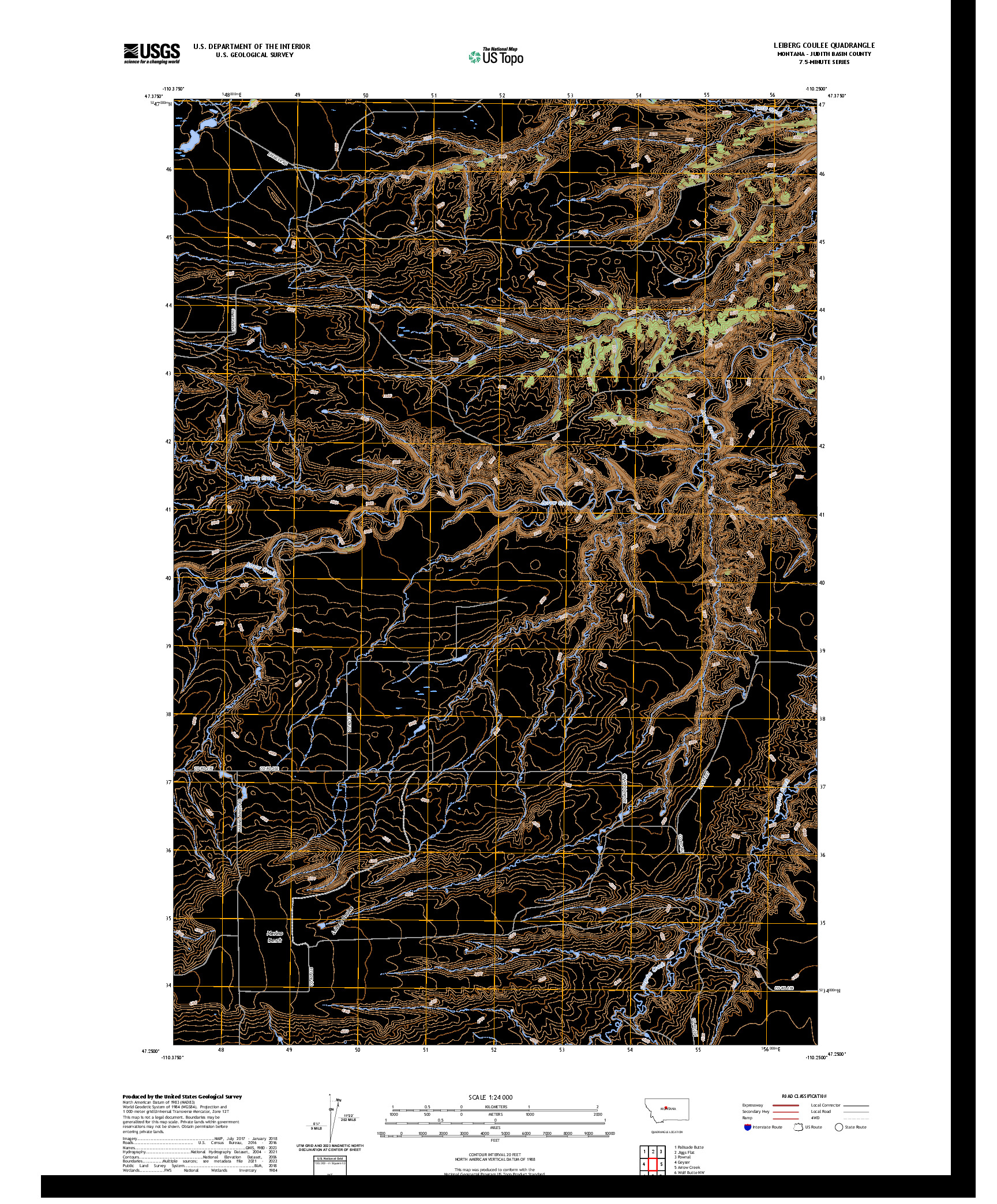 US TOPO 7.5-MINUTE MAP FOR LEIBERG COULEE, MT