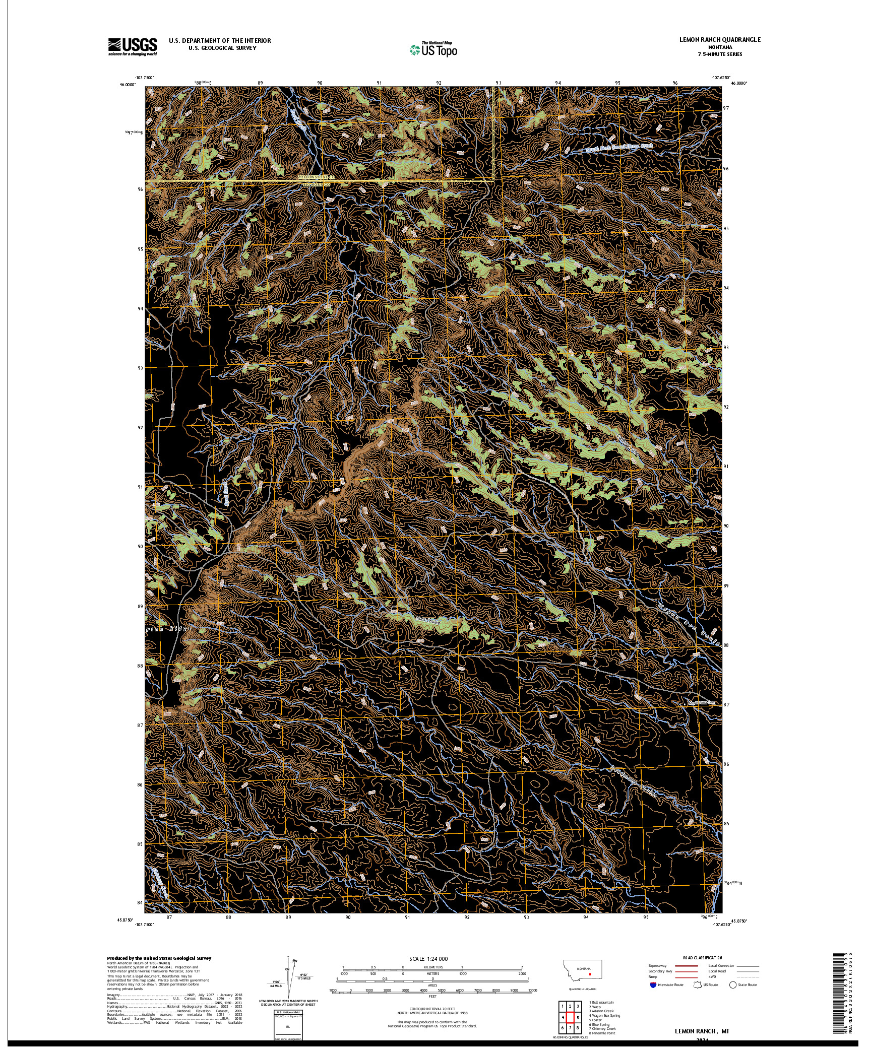 US TOPO 7.5-MINUTE MAP FOR LEMON RANCH, MT