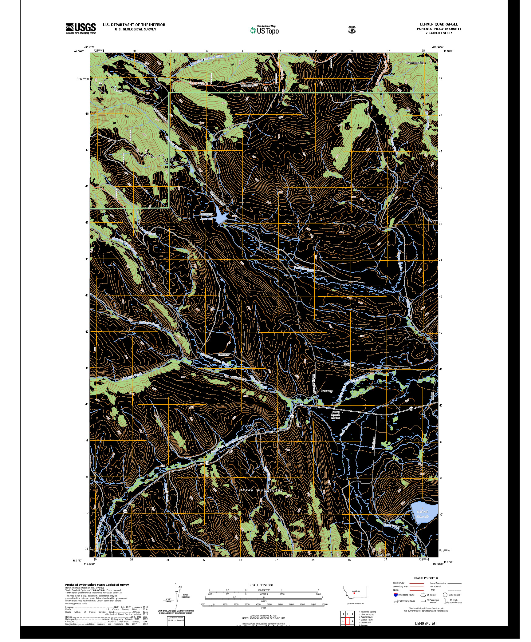 US TOPO 7.5-MINUTE MAP FOR LENNEP, MT