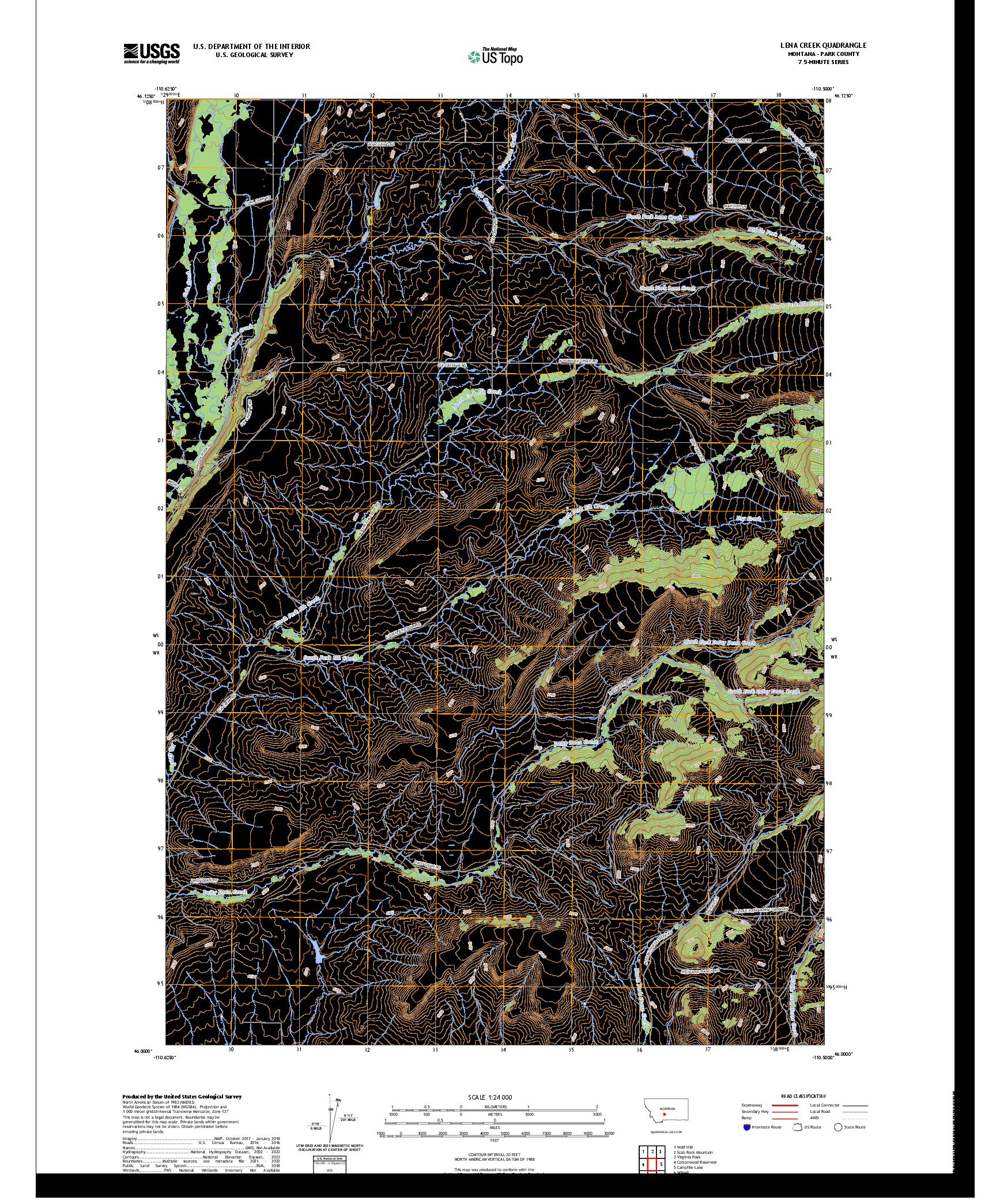 US TOPO 7.5-MINUTE MAP FOR LENA CREEK, MT