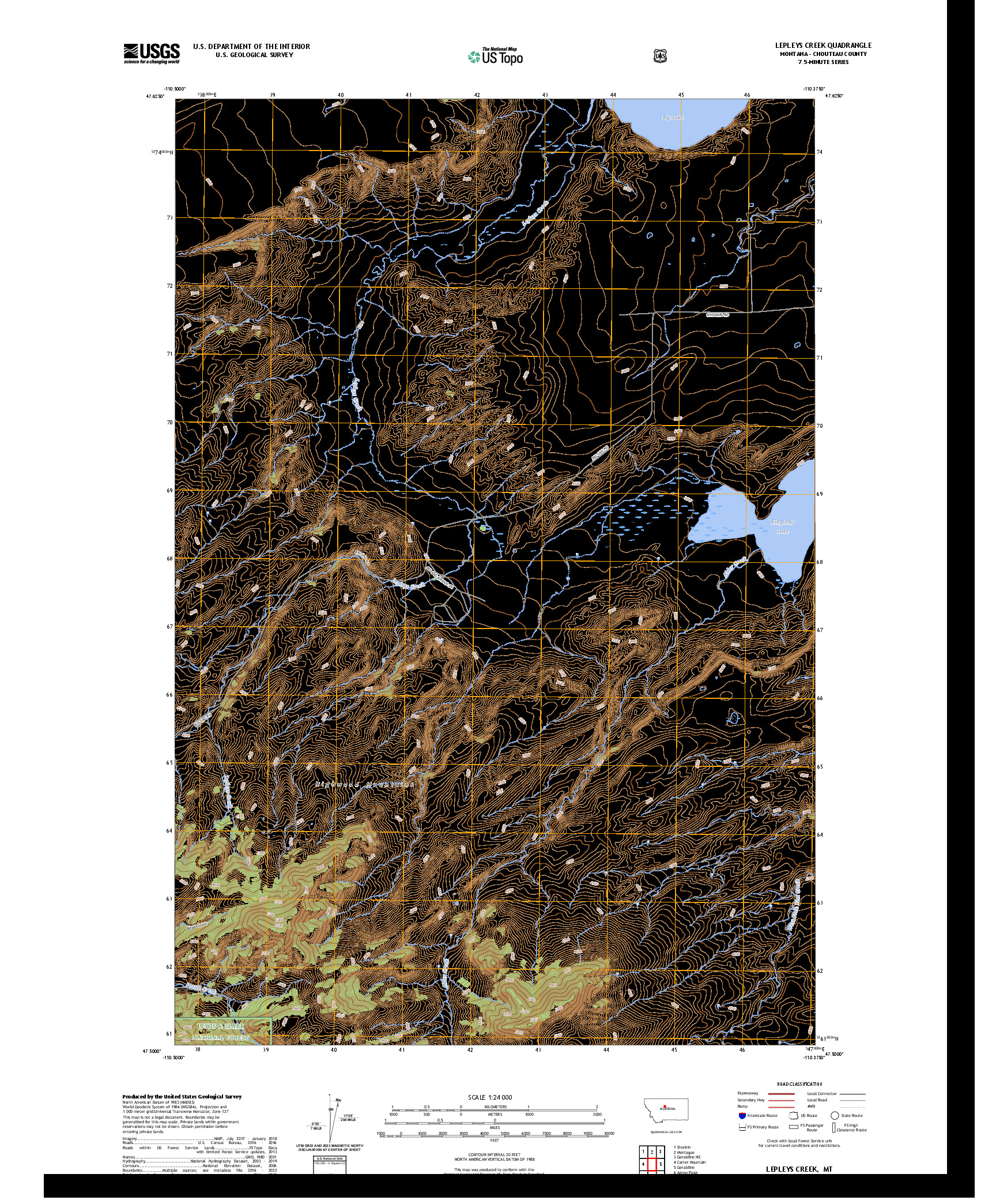 US TOPO 7.5-MINUTE MAP FOR LEPLEYS CREEK, MT