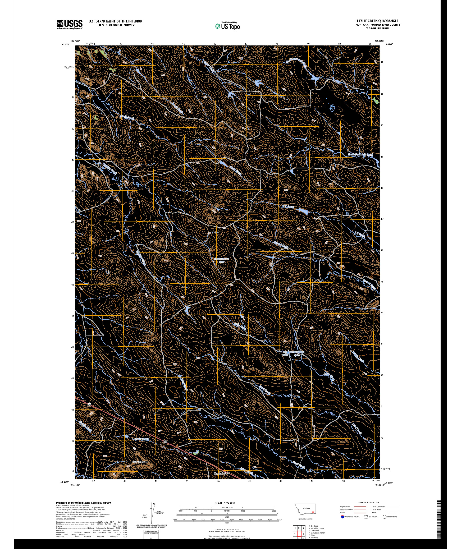 US TOPO 7.5-MINUTE MAP FOR LESLIE CREEK, MT