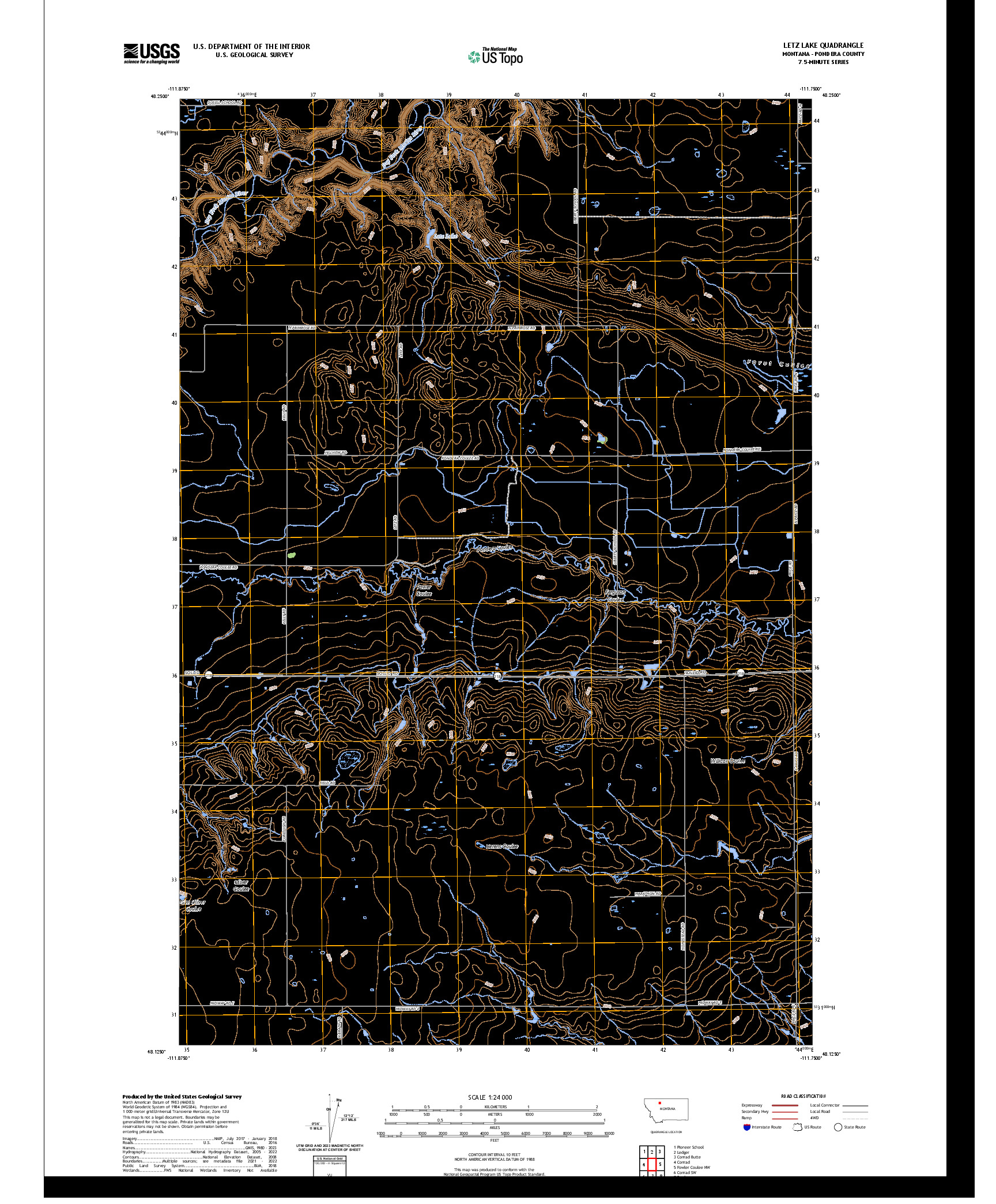 US TOPO 7.5-MINUTE MAP FOR LETZ LAKE, MT