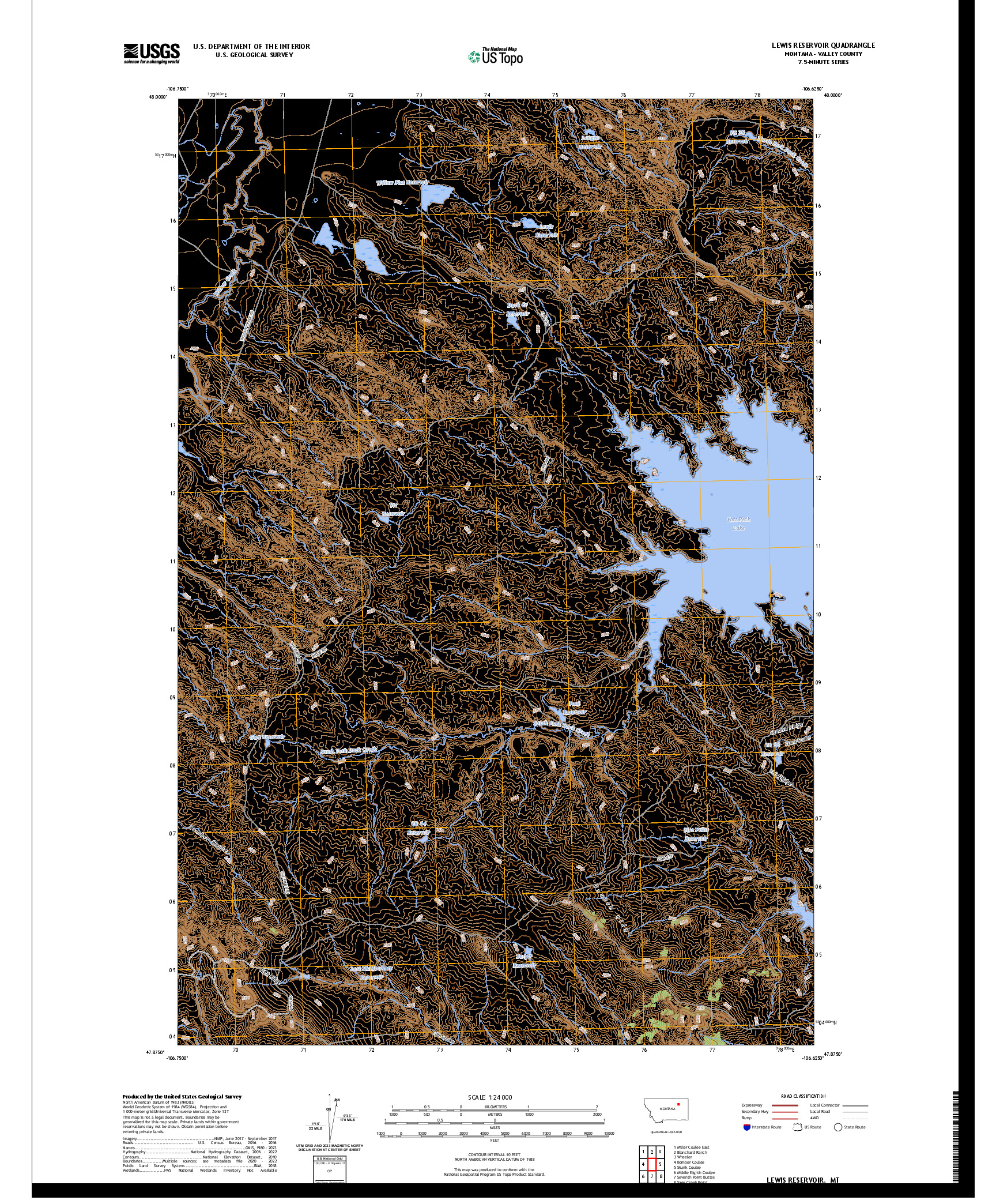 US TOPO 7.5-MINUTE MAP FOR LEWIS RESERVOIR, MT