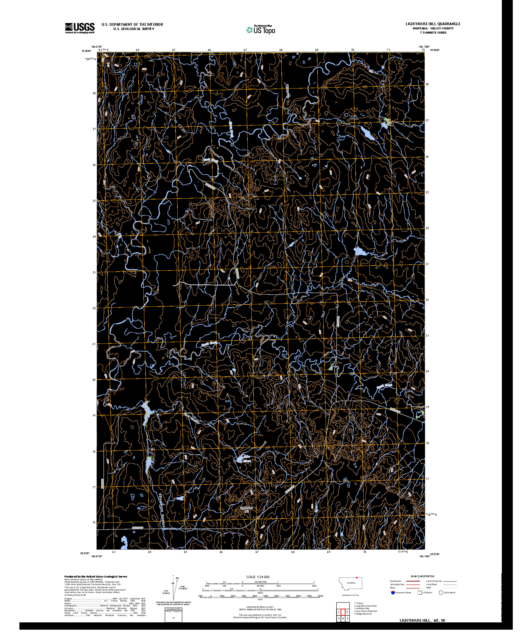 US TOPO 7.5-MINUTE MAP FOR LIGHTHOUSE HILL, MT,SK
