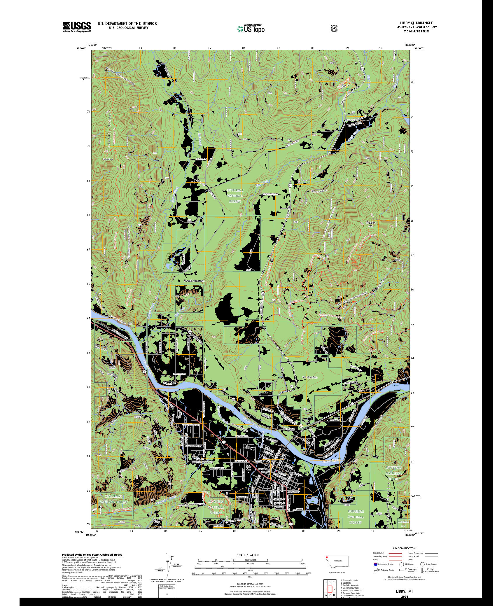 US TOPO 7.5-MINUTE MAP FOR LIBBY, MT