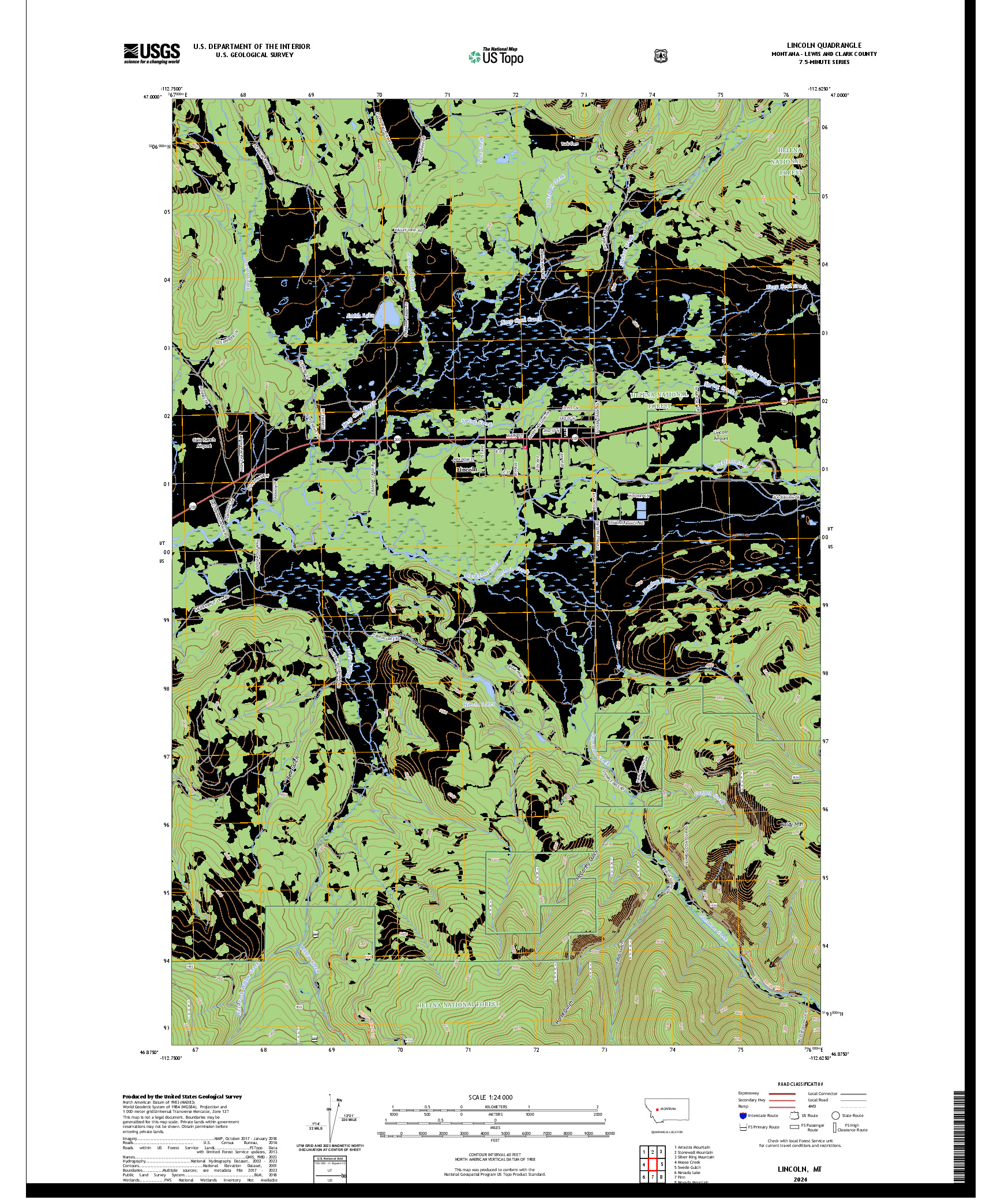 US TOPO 7.5-MINUTE MAP FOR LINCOLN, MT
