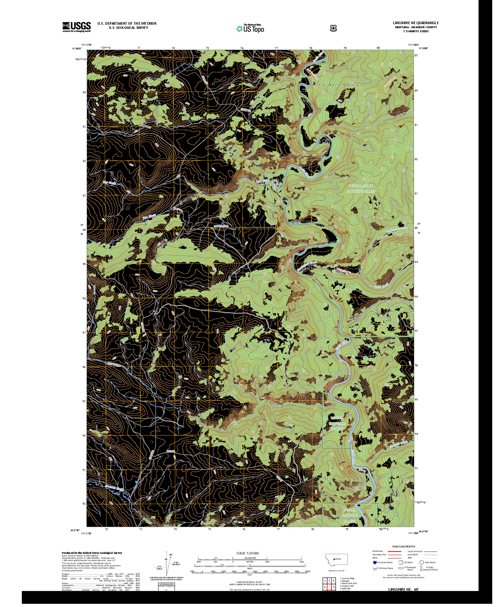 US TOPO 7.5-MINUTE MAP FOR LINGSHIRE NE, MT