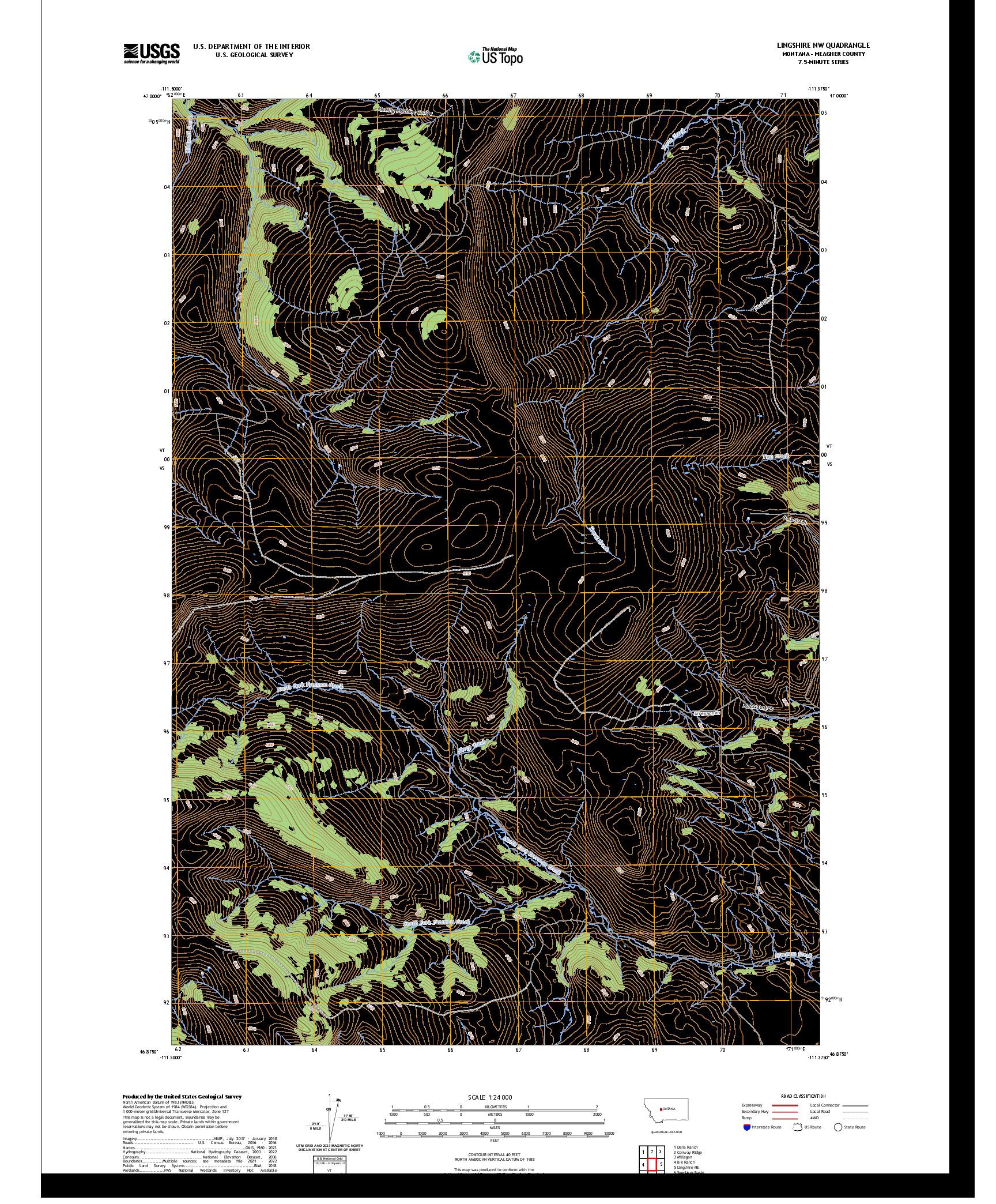 US TOPO 7.5-MINUTE MAP FOR LINGSHIRE NW, MT