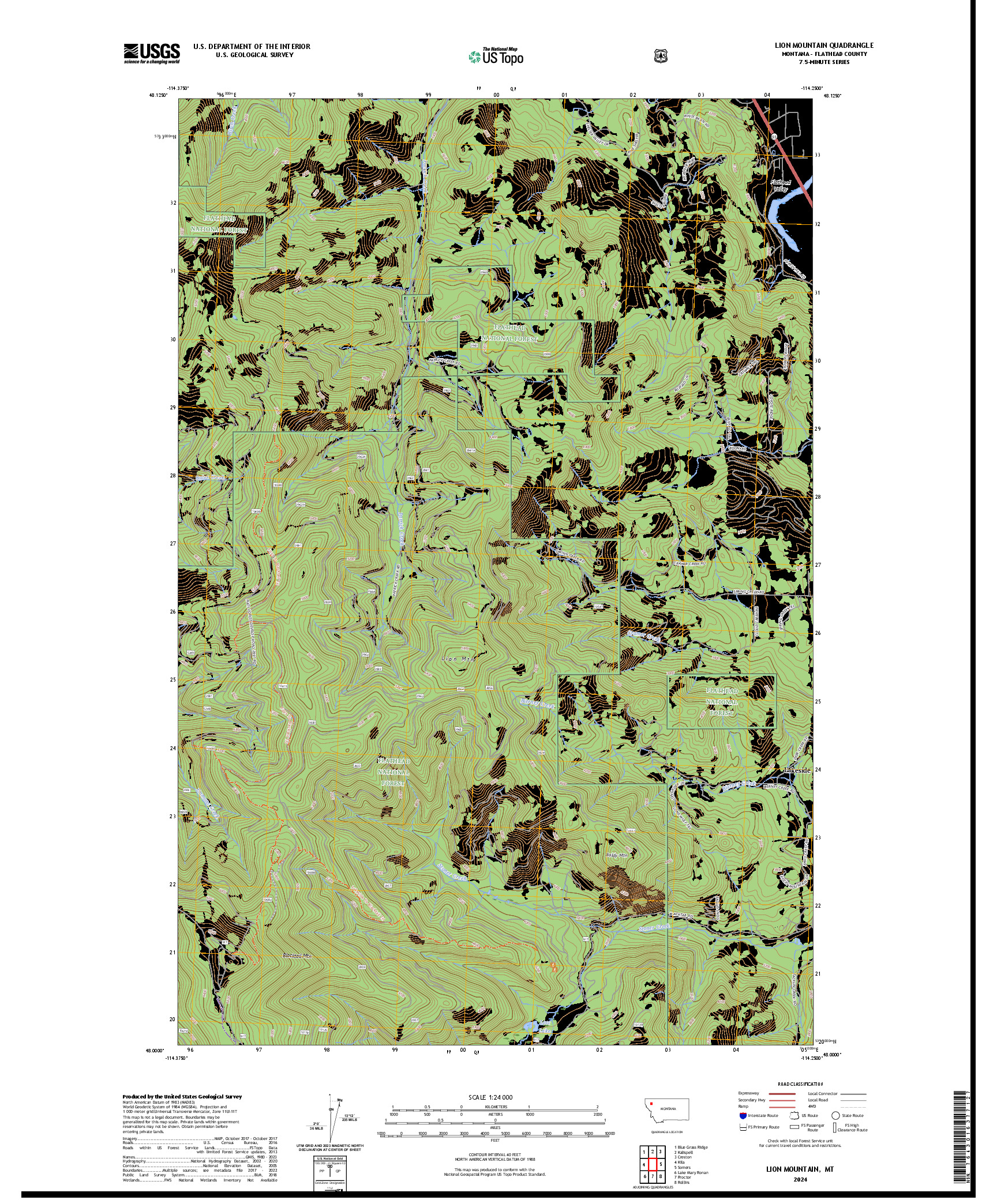 US TOPO 7.5-MINUTE MAP FOR LION MOUNTAIN, MT