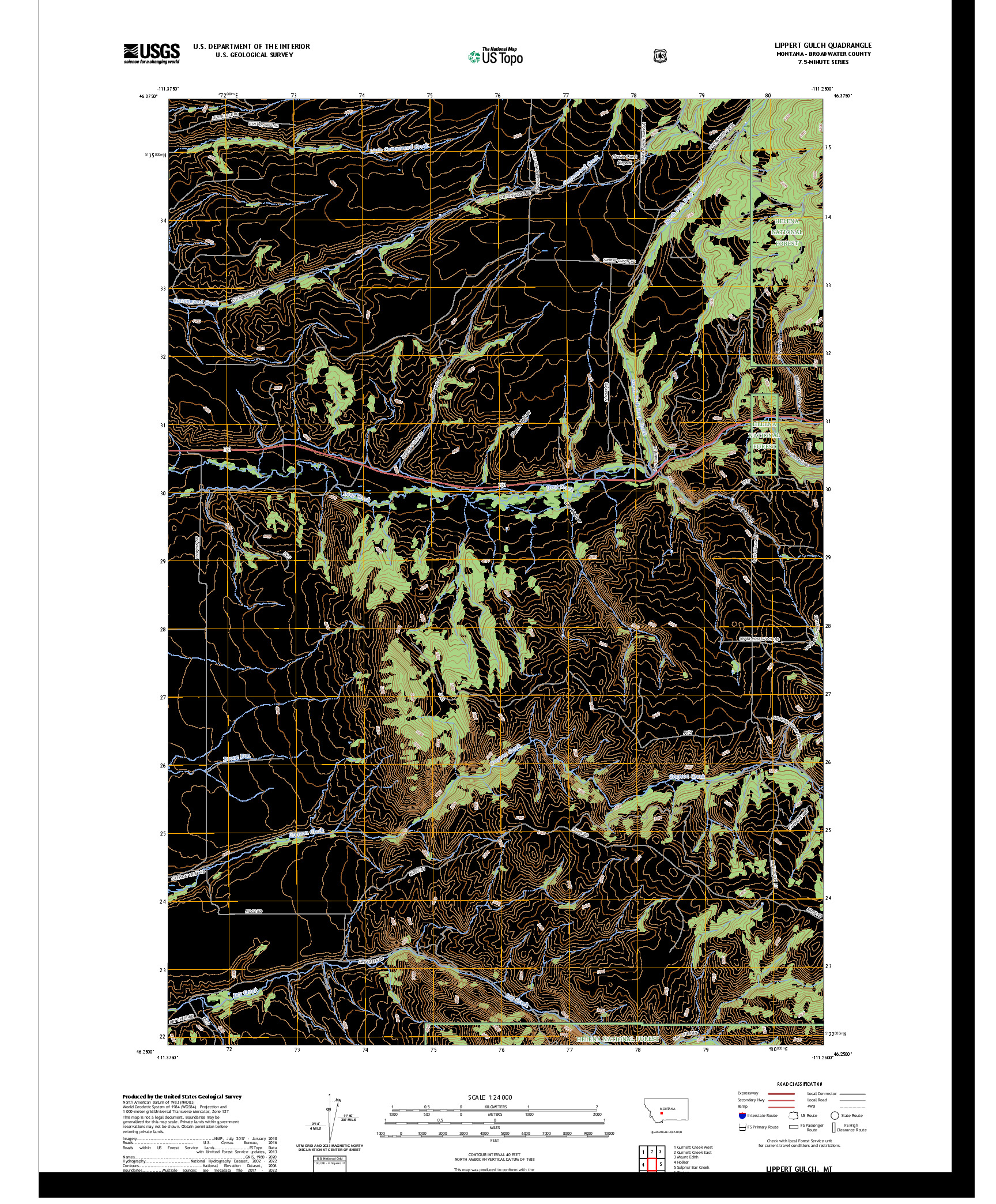 US TOPO 7.5-MINUTE MAP FOR LIPPERT GULCH, MT