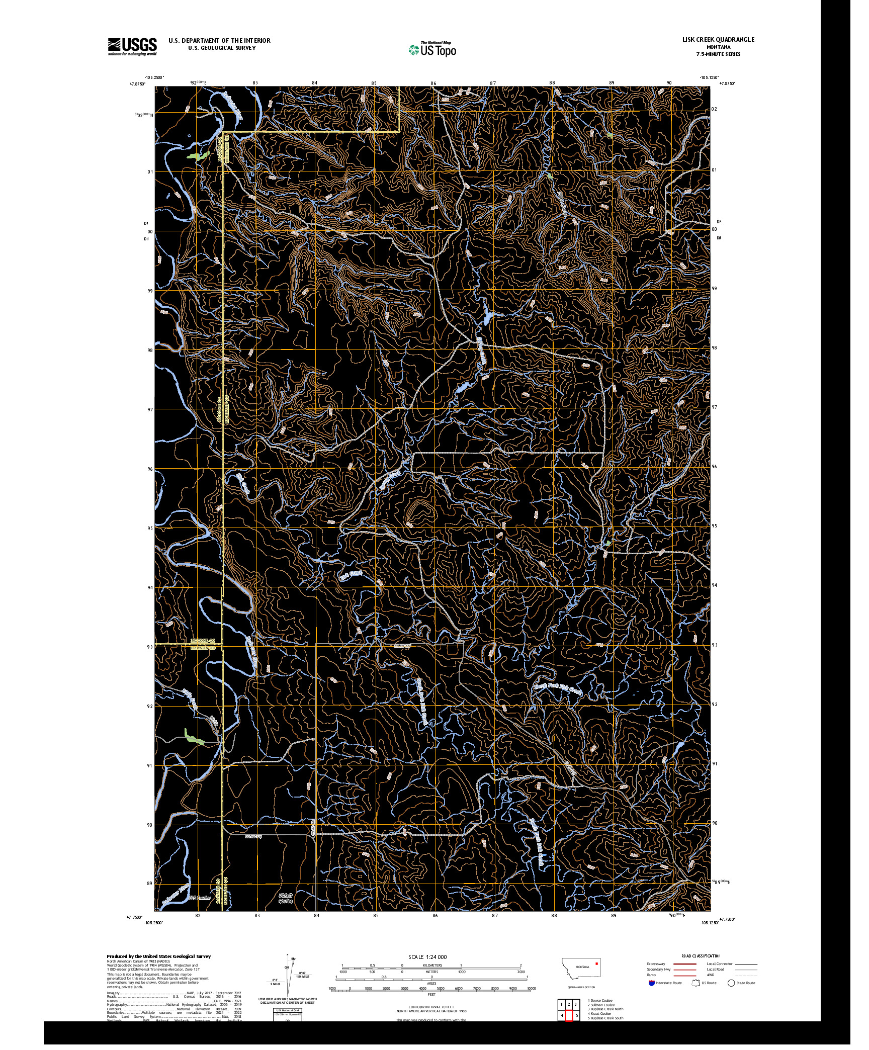 US TOPO 7.5-MINUTE MAP FOR LISK CREEK, MT