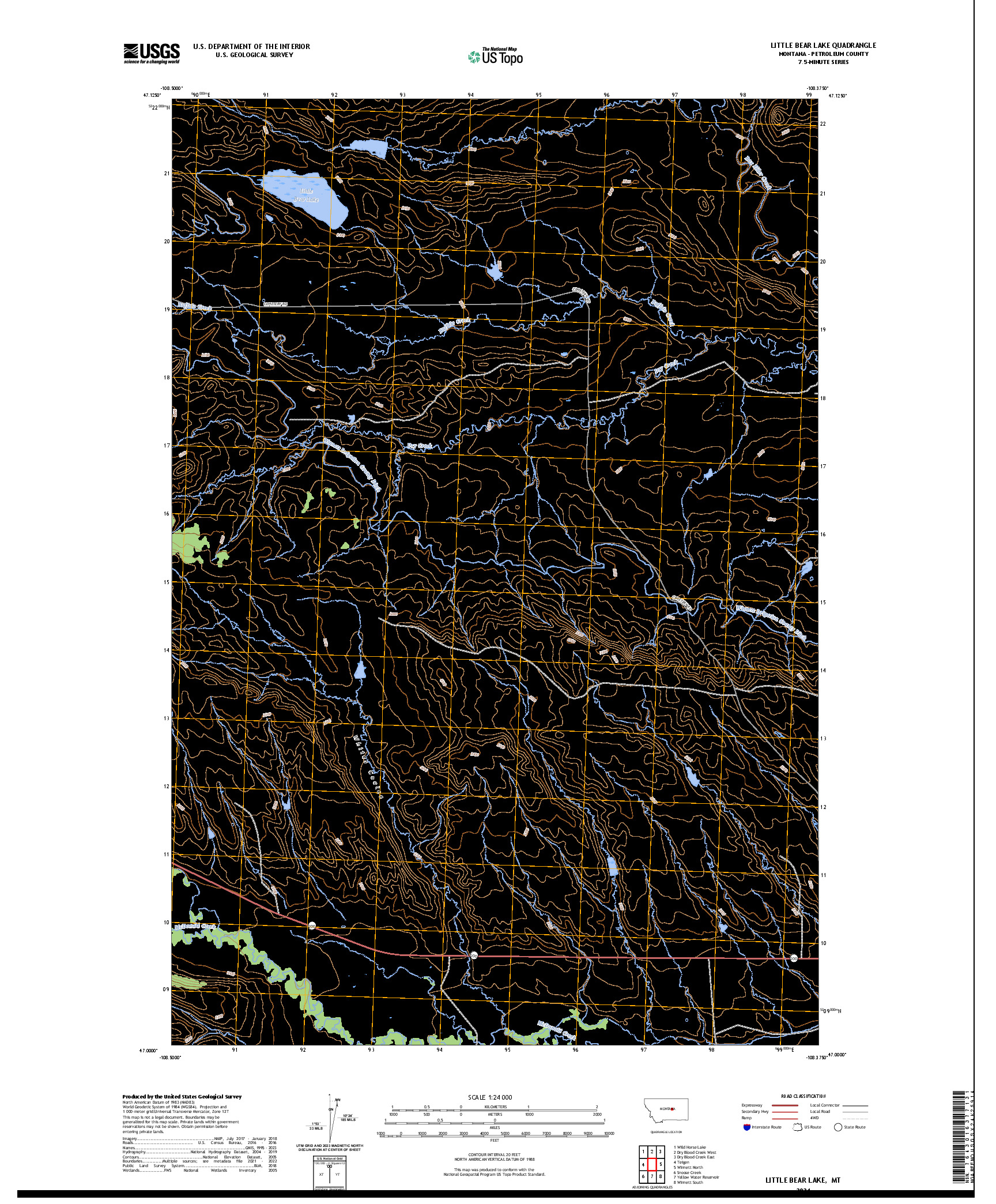 US TOPO 7.5-MINUTE MAP FOR LITTLE BEAR LAKE, MT