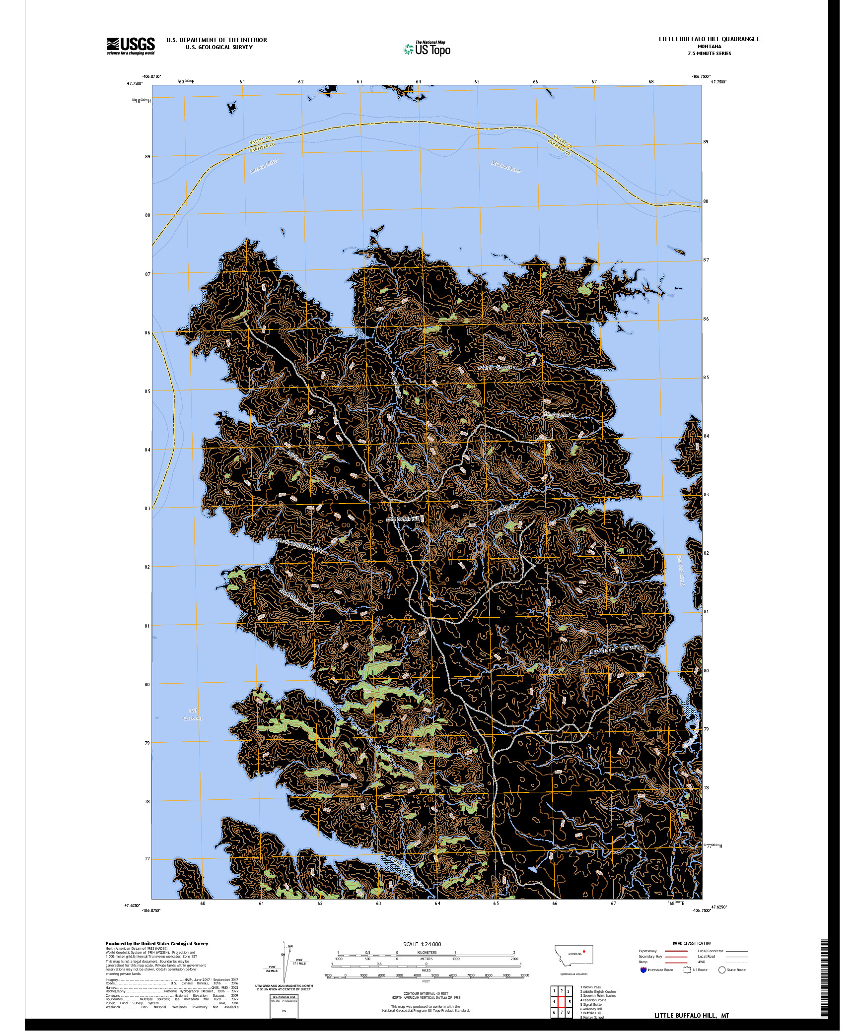 US TOPO 7.5-MINUTE MAP FOR LITTLE BUFFALO HILL, MT