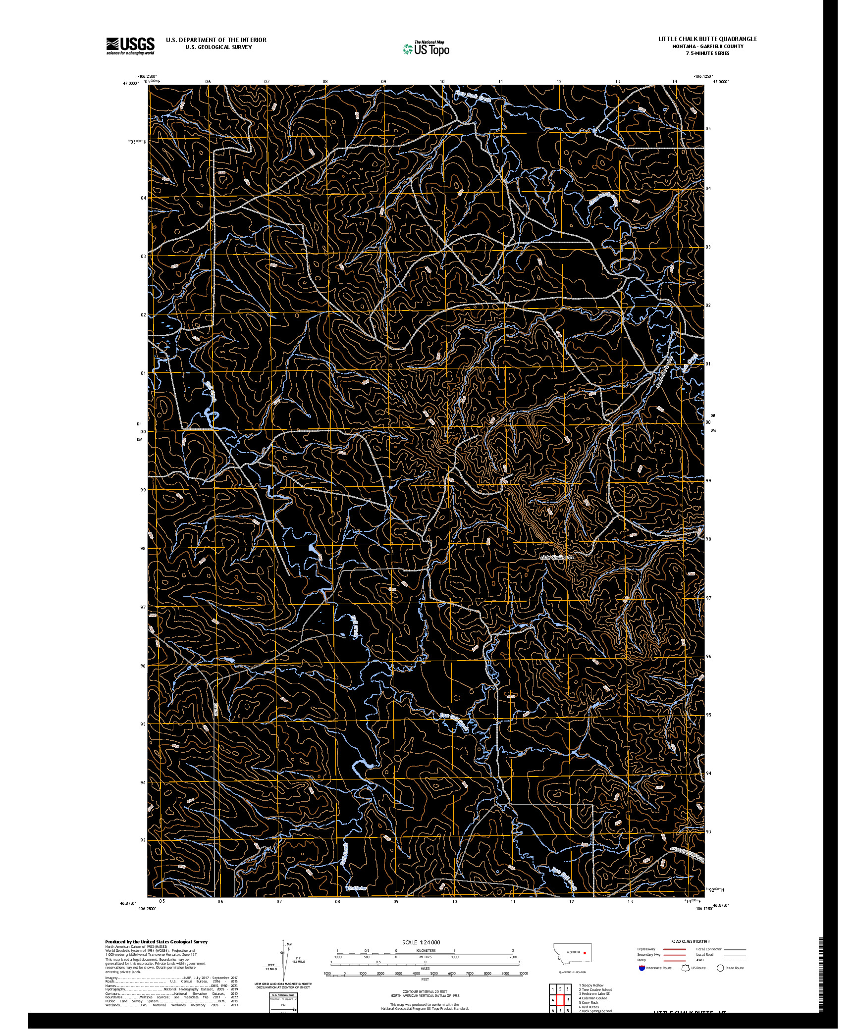 US TOPO 7.5-MINUTE MAP FOR LITTLE CHALK BUTTE, MT
