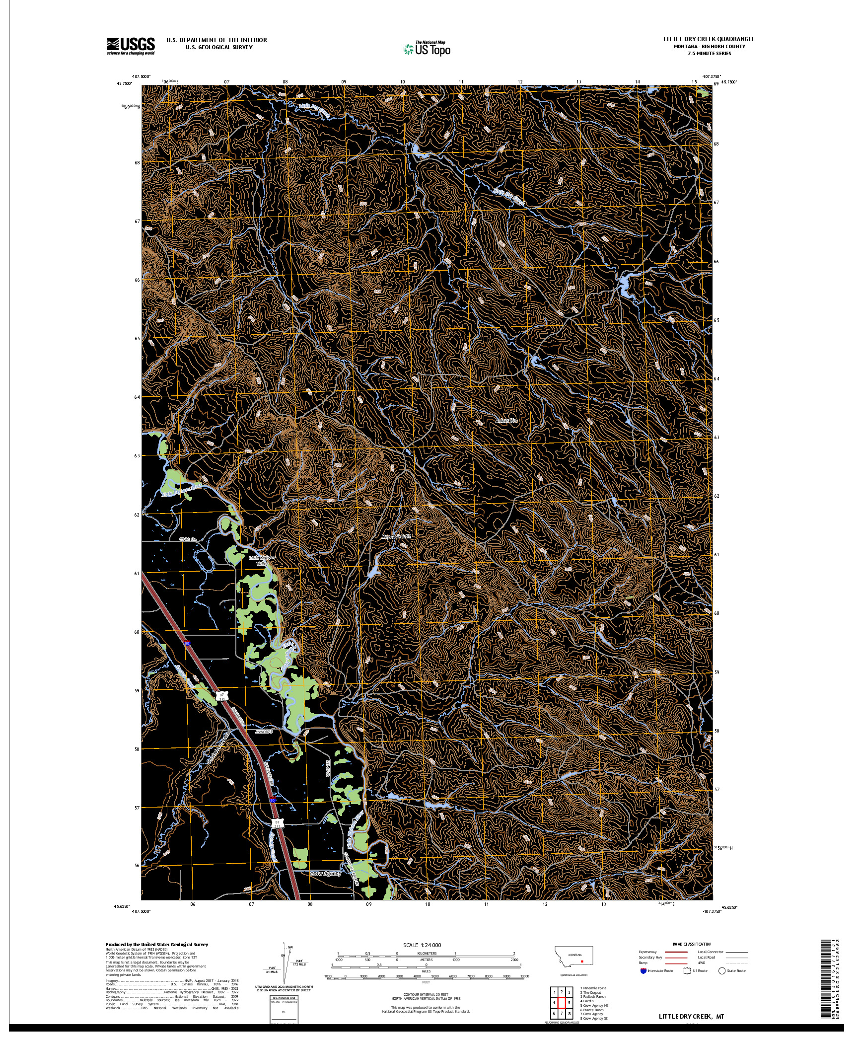 US TOPO 7.5-MINUTE MAP FOR LITTLE DRY CREEK, MT