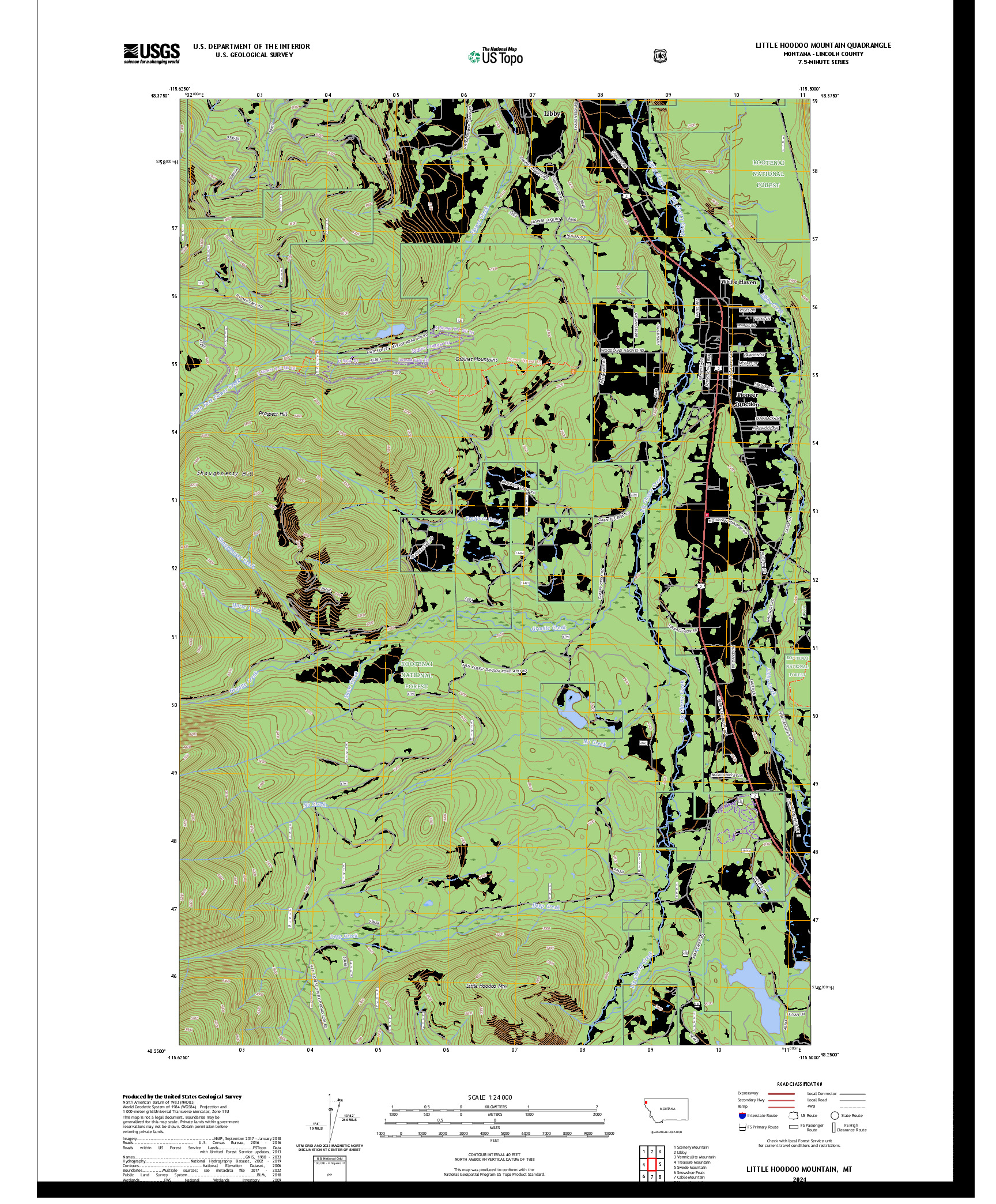 US TOPO 7.5-MINUTE MAP FOR LITTLE HOODOO MOUNTAIN, MT
