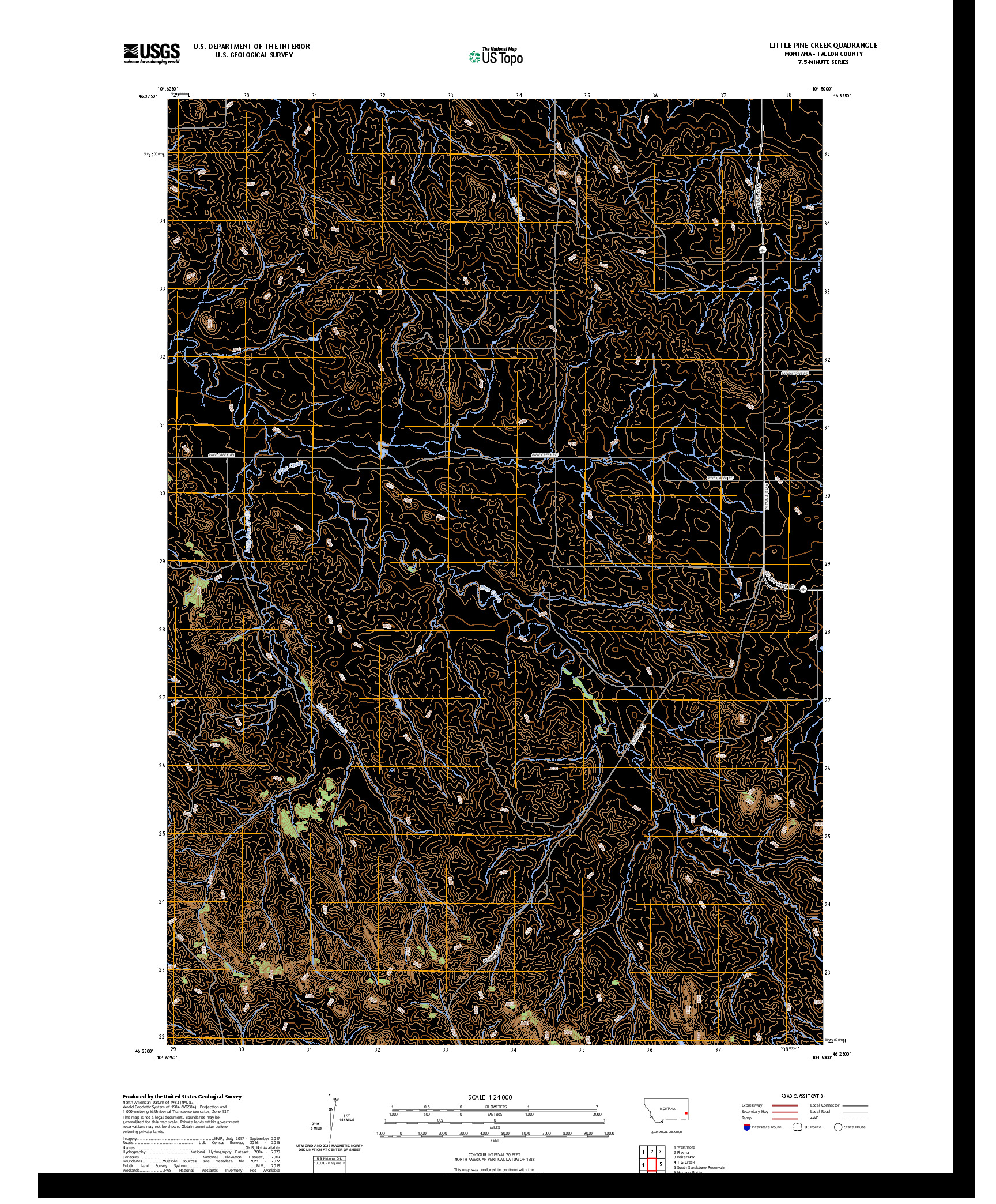 US TOPO 7.5-MINUTE MAP FOR LITTLE PINE CREEK, MT
