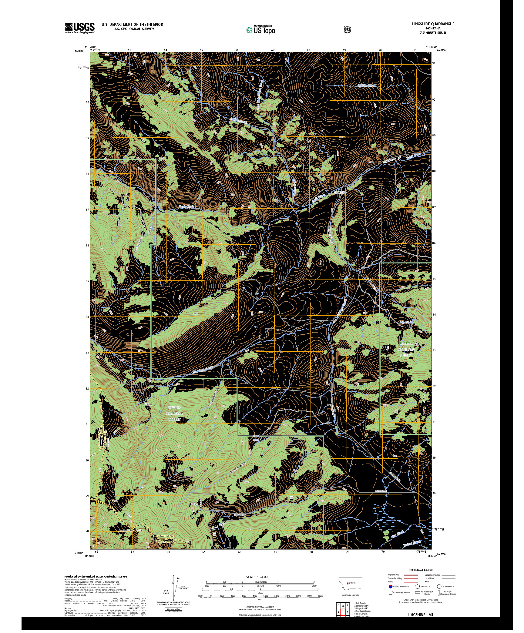 US TOPO 7.5-MINUTE MAP FOR LINGSHIRE, MT