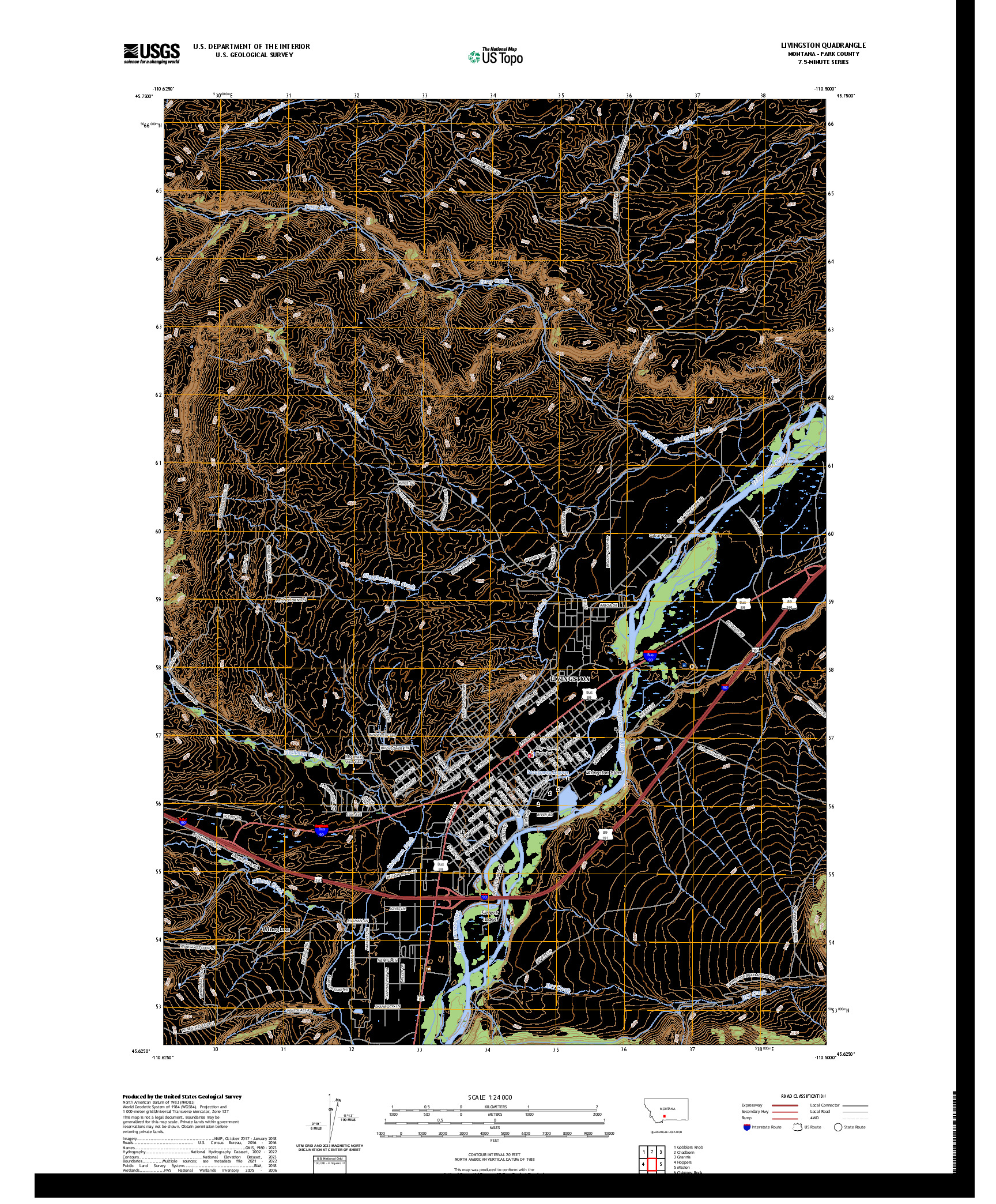 US TOPO 7.5-MINUTE MAP FOR LIVINGSTON, MT