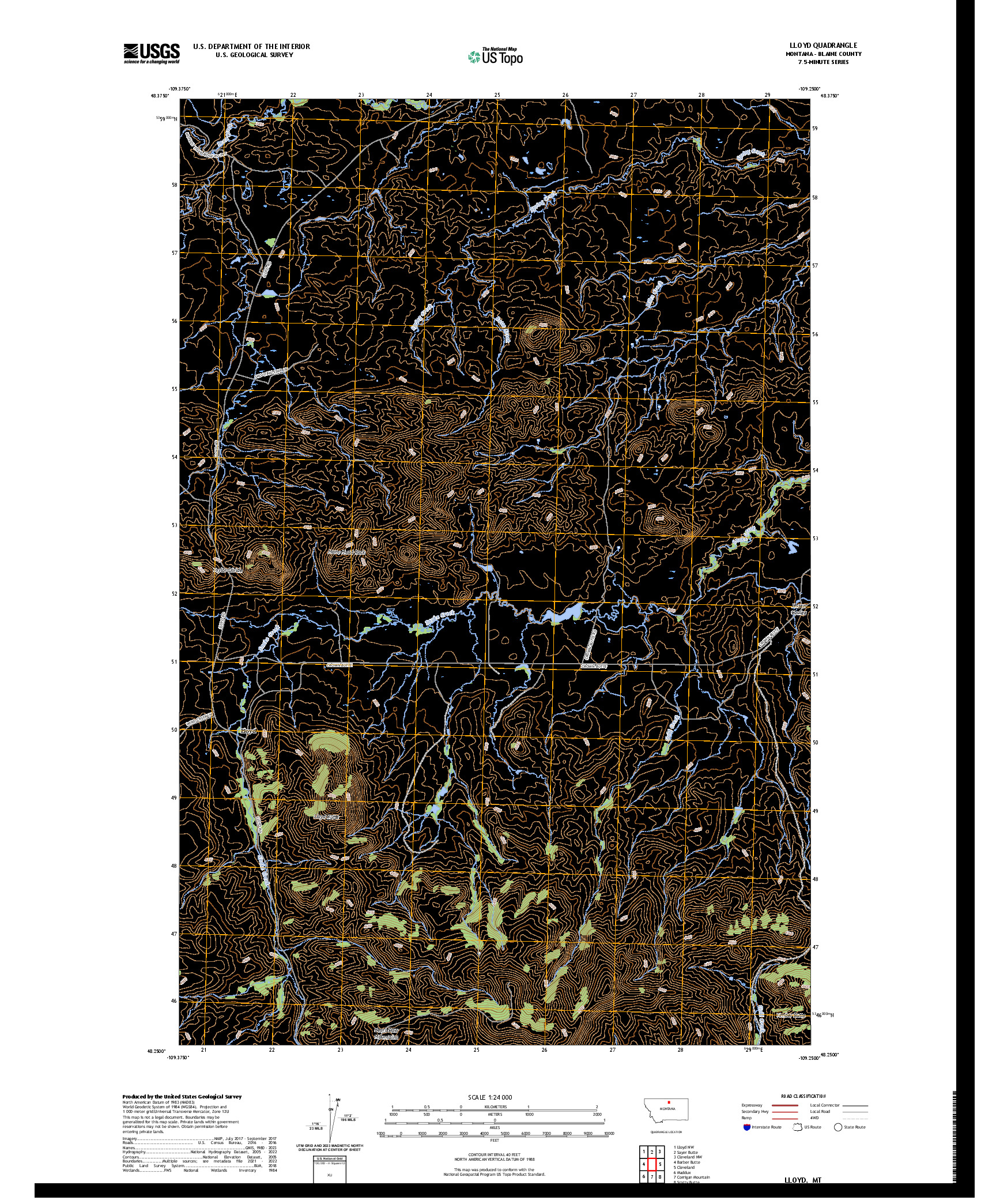 US TOPO 7.5-MINUTE MAP FOR LLOYD, MT