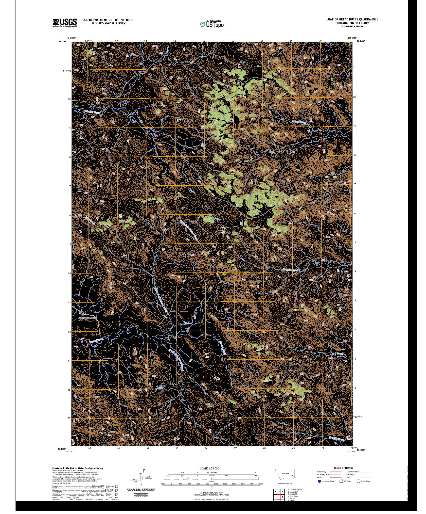 US TOPO 7.5-MINUTE MAP FOR LOAF OF BREAD BUTTE, MT