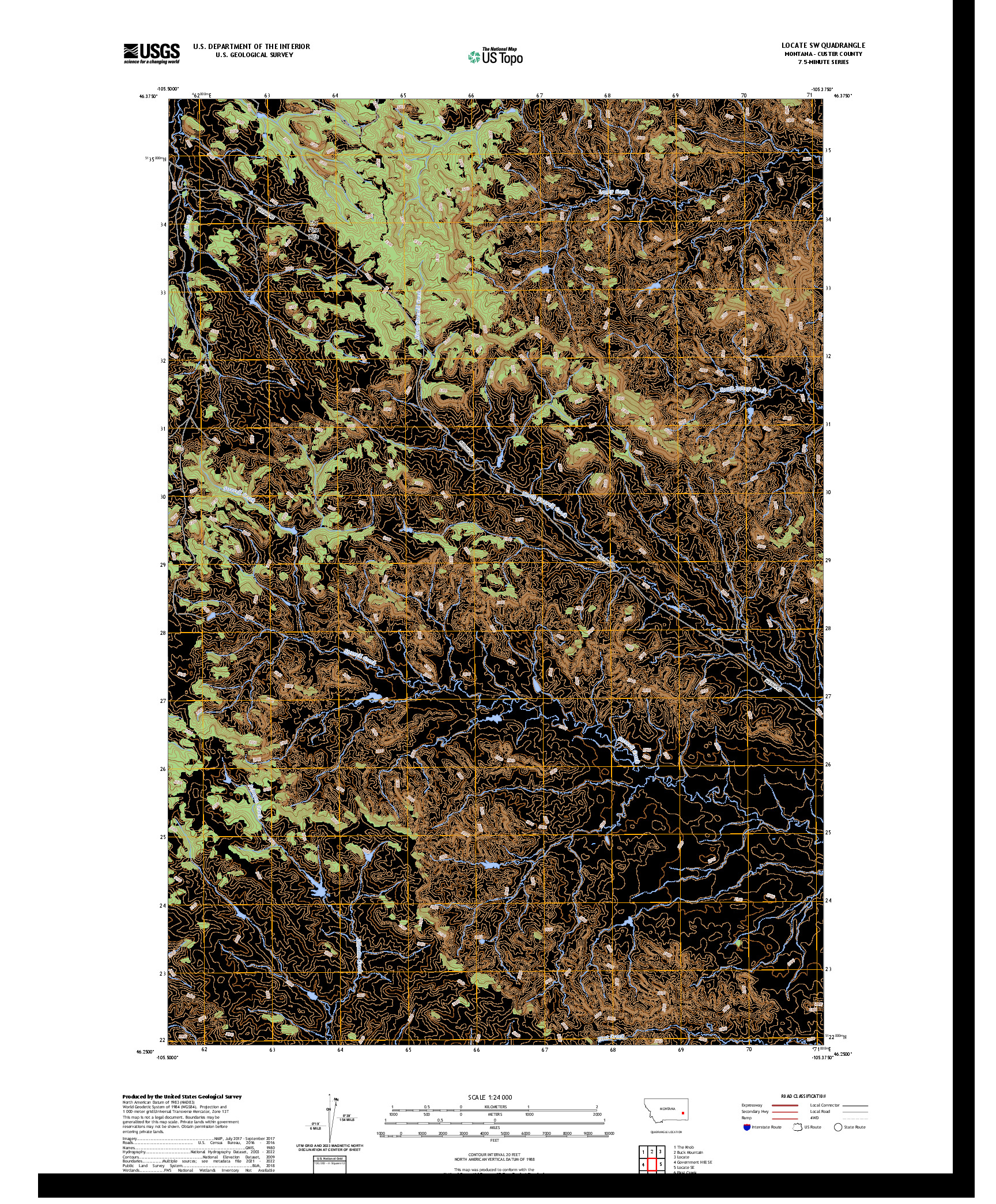 US TOPO 7.5-MINUTE MAP FOR LOCATE SW, MT