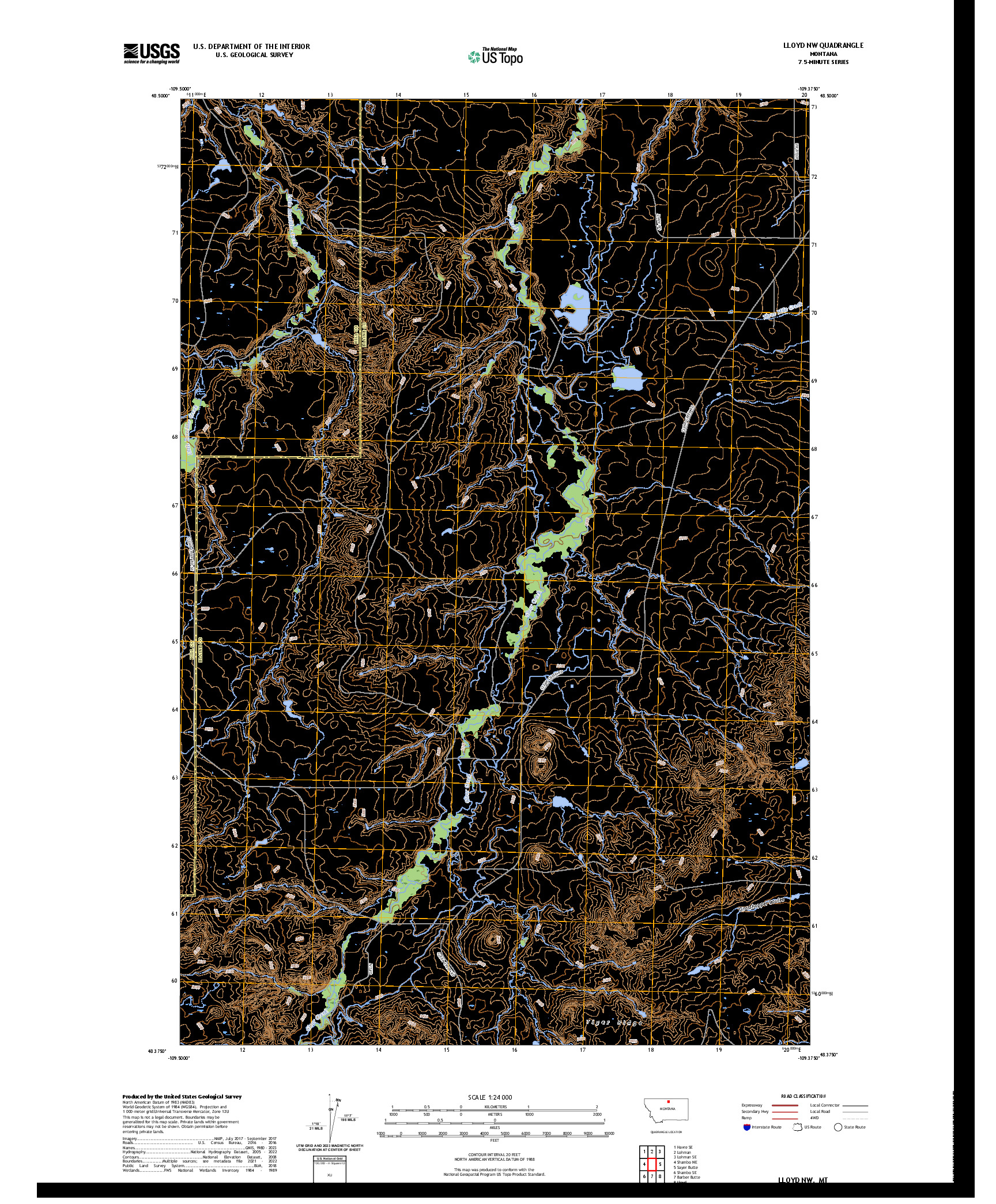 US TOPO 7.5-MINUTE MAP FOR LLOYD NW, MT