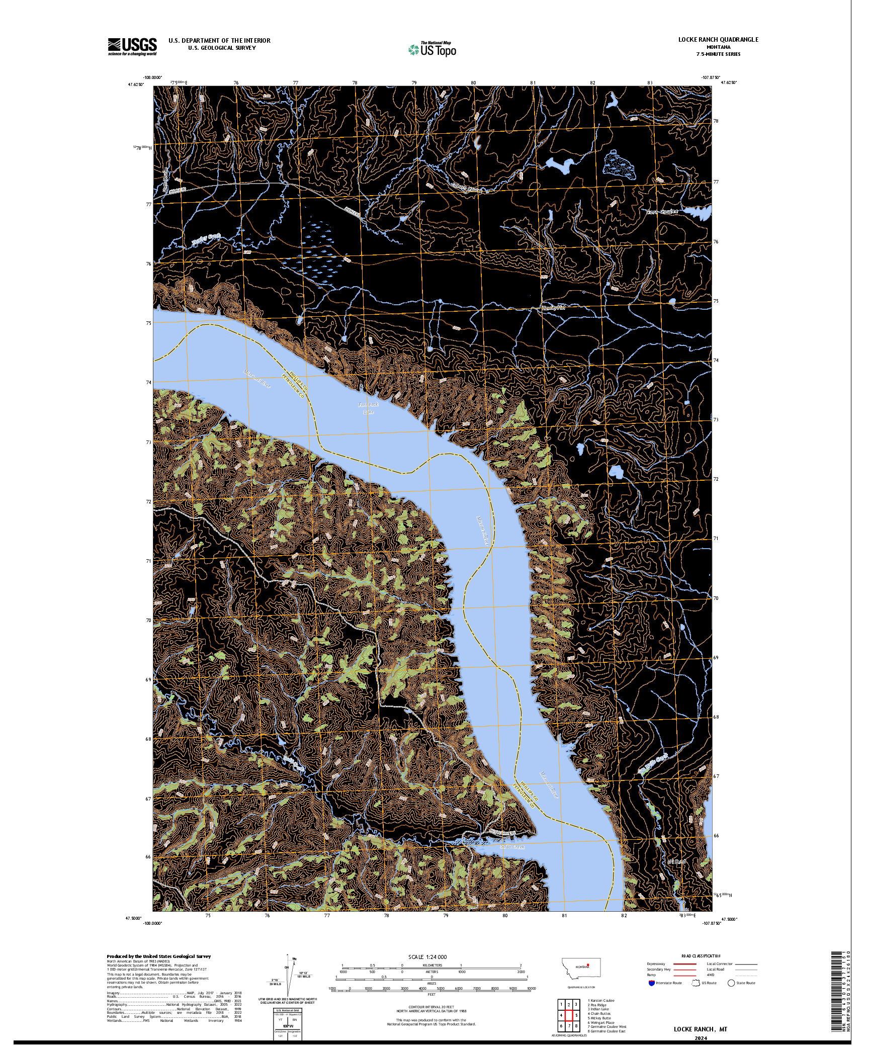 US TOPO 7.5-MINUTE MAP FOR LOCKE RANCH, MT