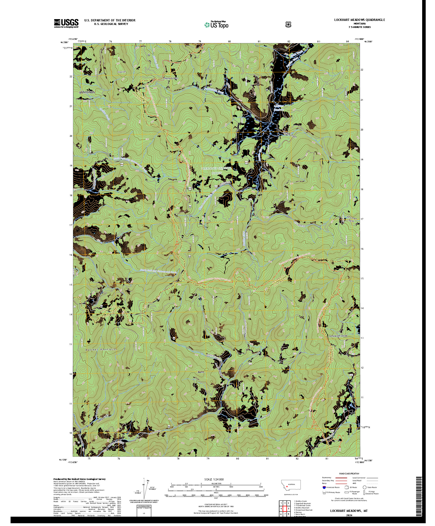 US TOPO 7.5-MINUTE MAP FOR LOCKHART MEADOWS, MT