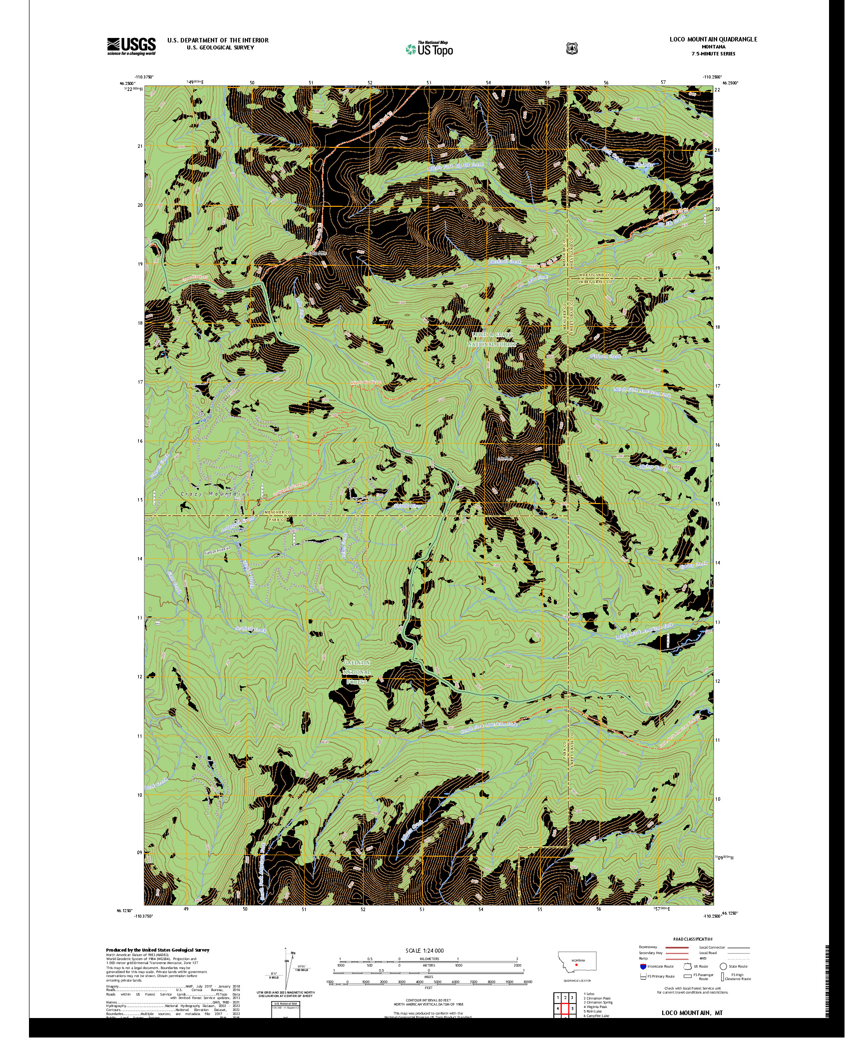 US TOPO 7.5-MINUTE MAP FOR LOCO MOUNTAIN, MT