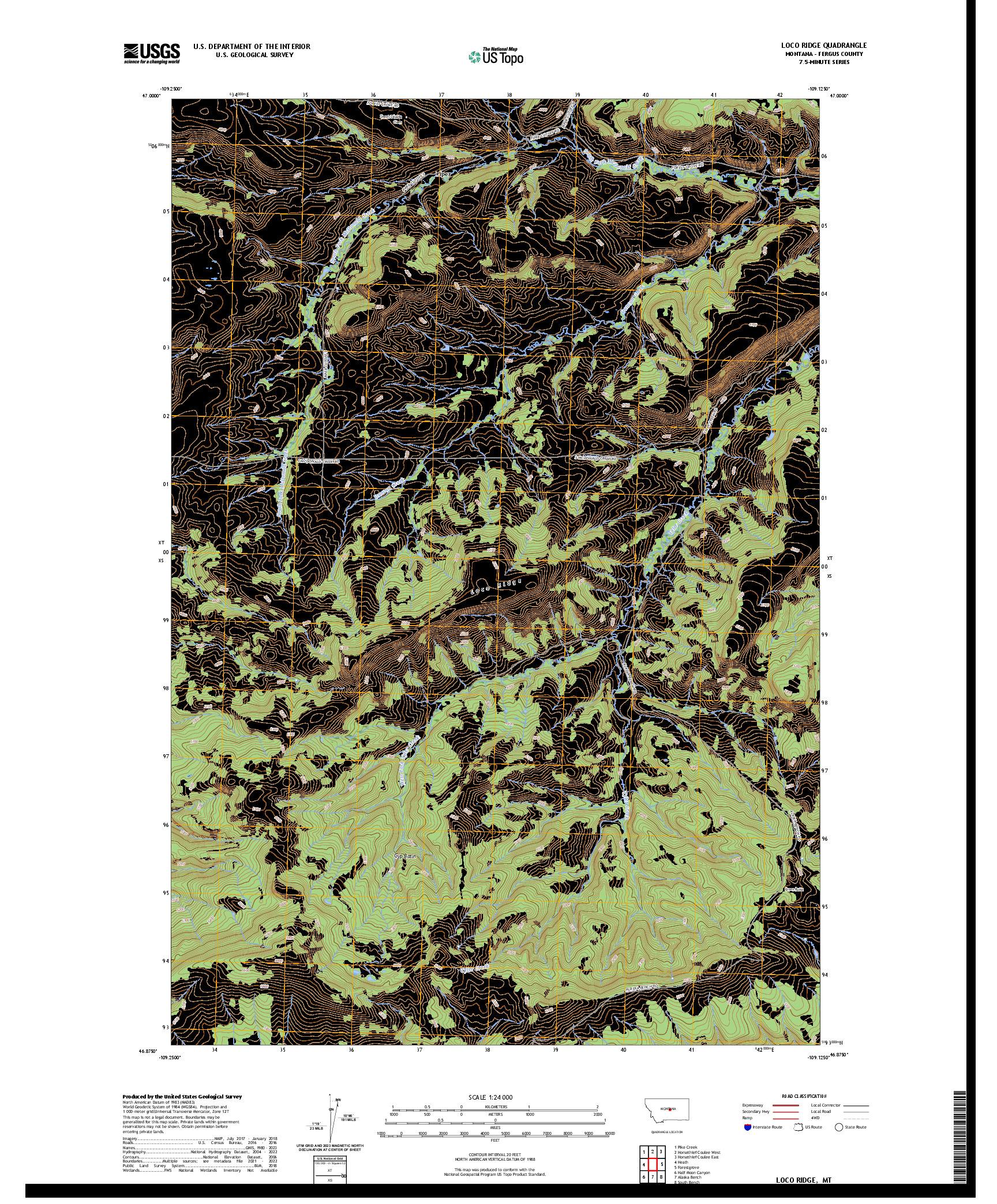 US TOPO 7.5-MINUTE MAP FOR LOCO RIDGE, MT