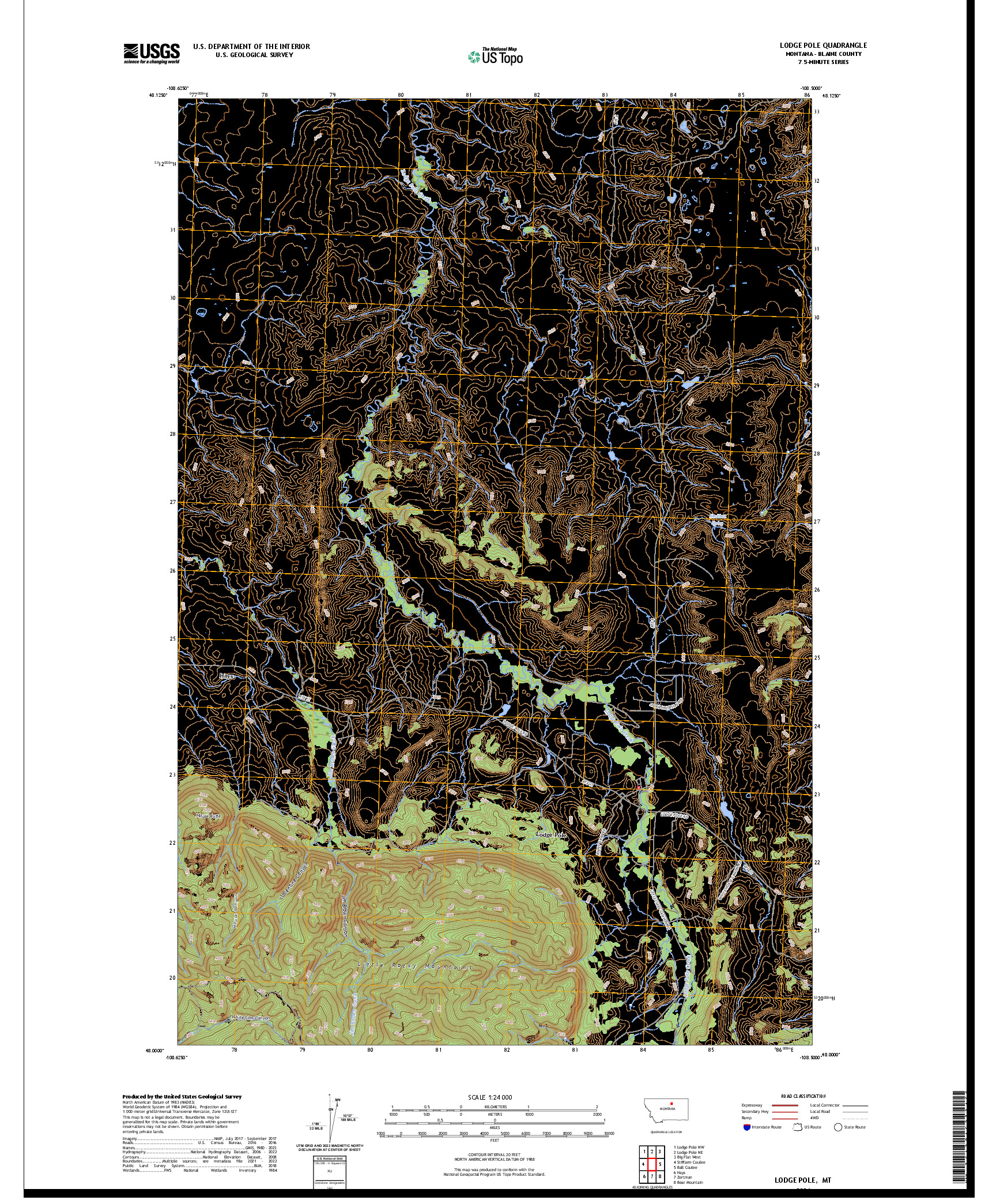 US TOPO 7.5-MINUTE MAP FOR LODGE POLE, MT