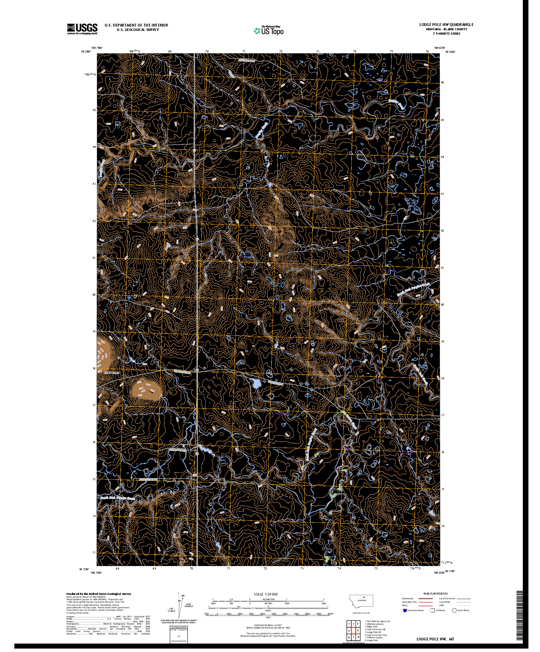 US TOPO 7.5-MINUTE MAP FOR LODGE POLE NW, MT