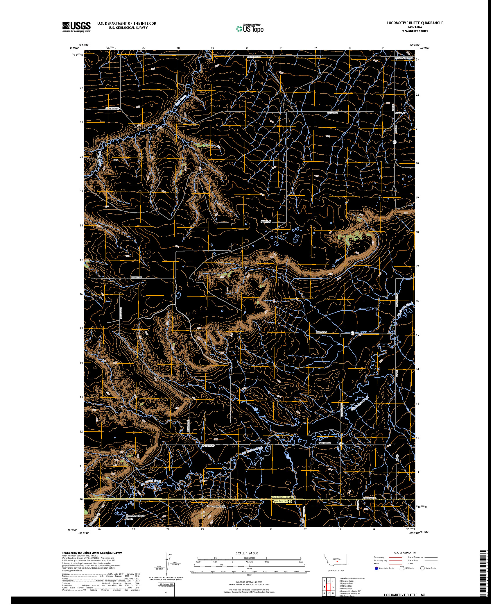 US TOPO 7.5-MINUTE MAP FOR LOCOMOTIVE BUTTE, MT