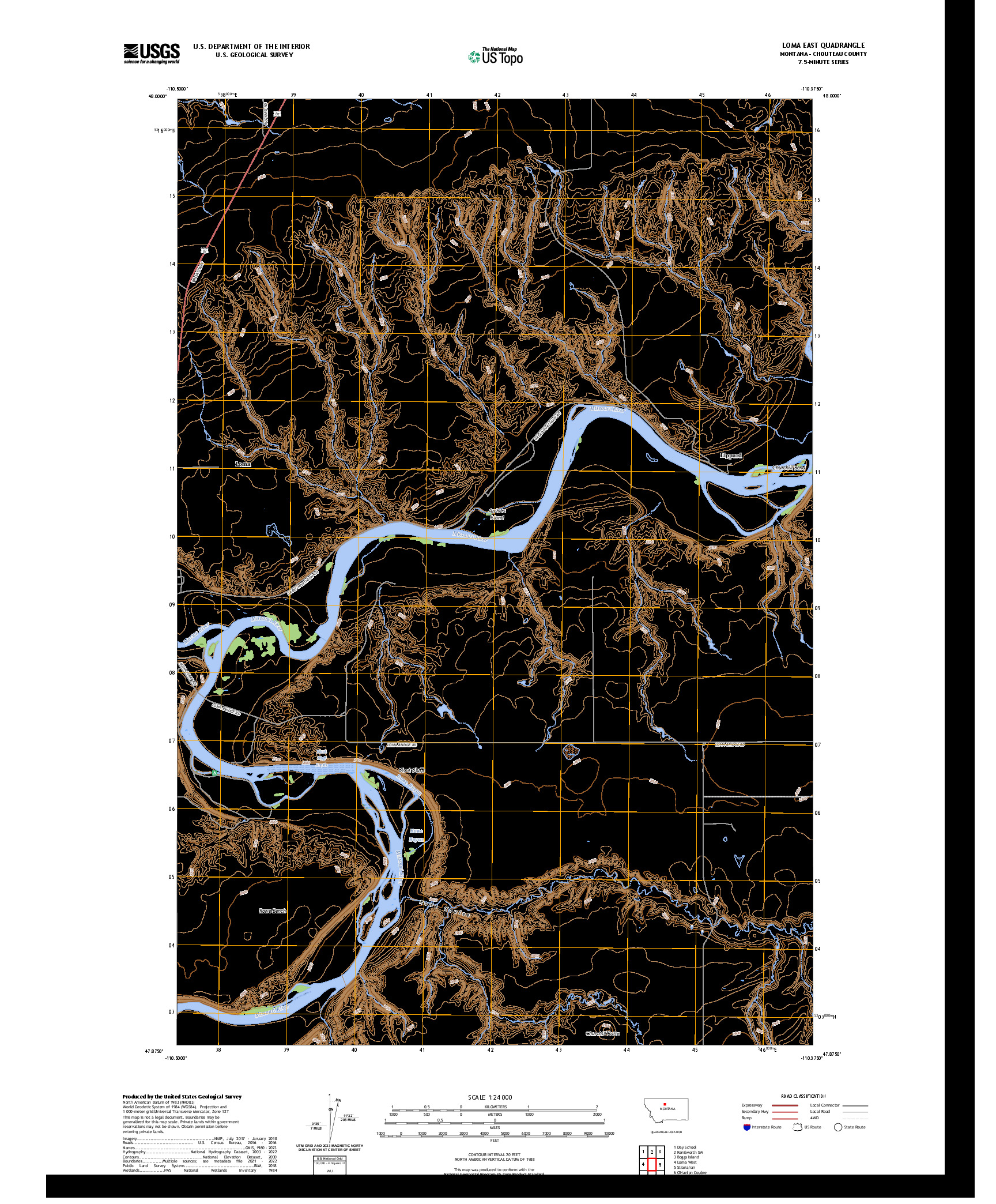 US TOPO 7.5-MINUTE MAP FOR LOMA EAST, MT