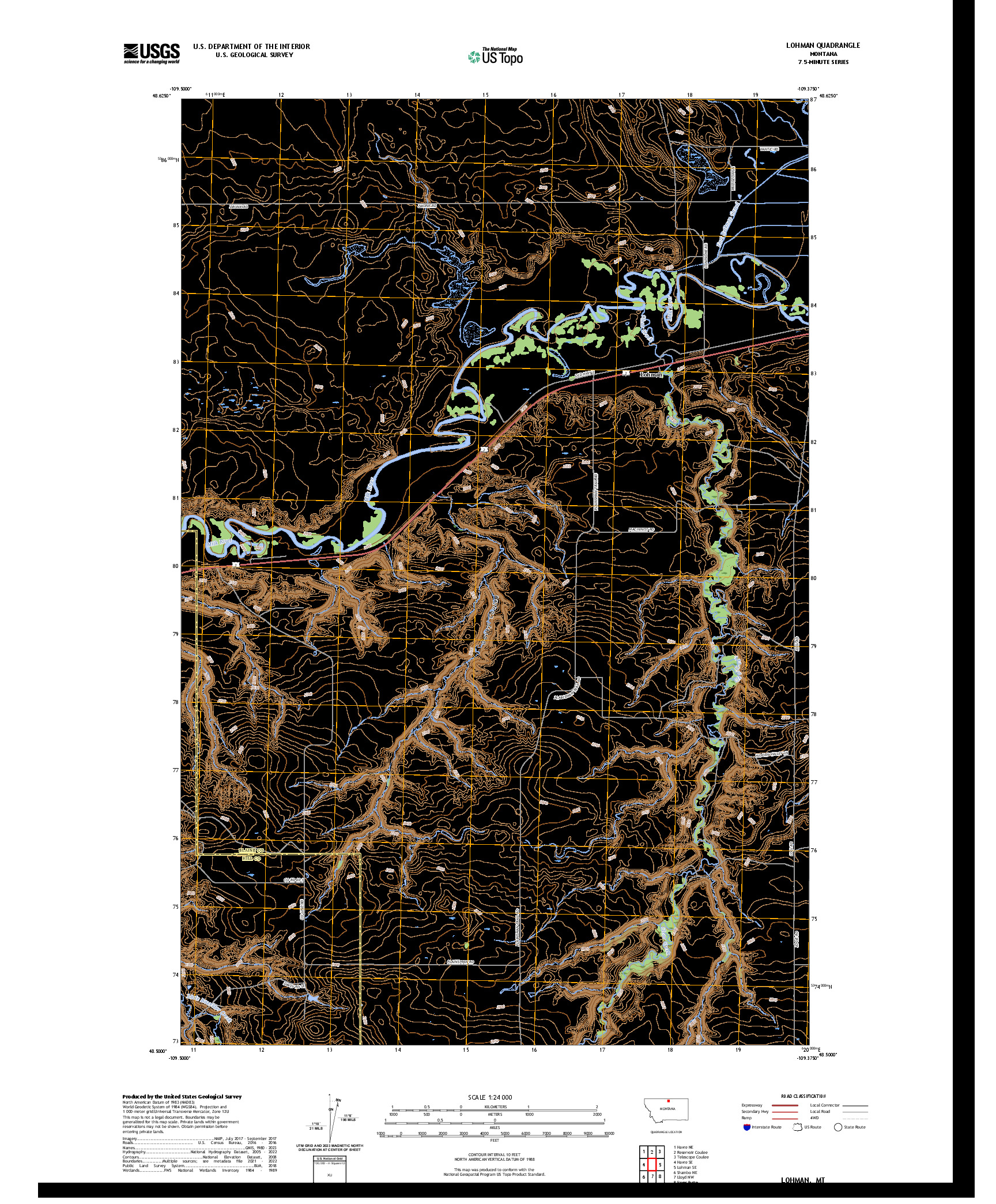 US TOPO 7.5-MINUTE MAP FOR LOHMAN, MT