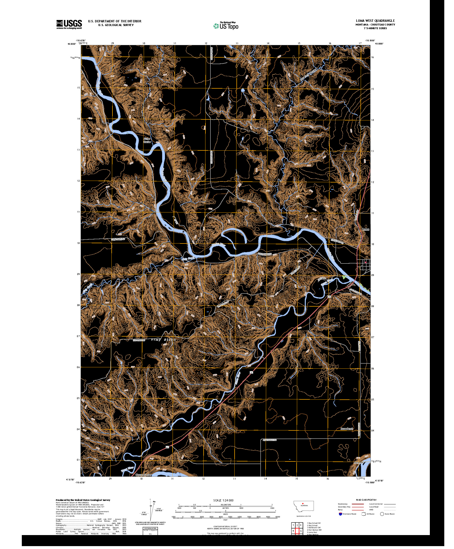US TOPO 7.5-MINUTE MAP FOR LOMA WEST, MT