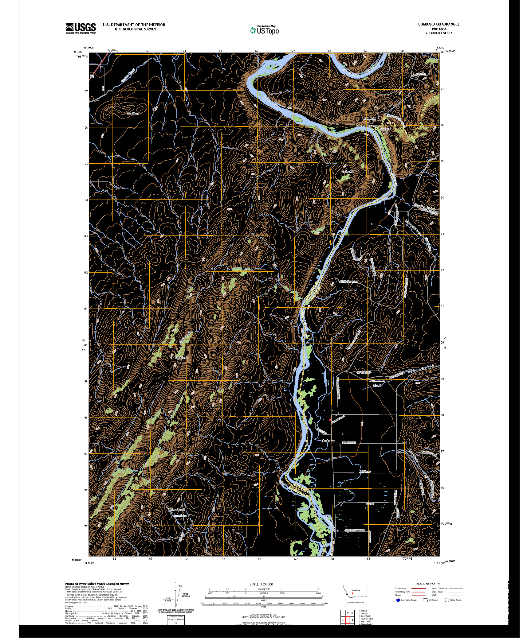 US TOPO 7.5-MINUTE MAP FOR LOMBARD, MT