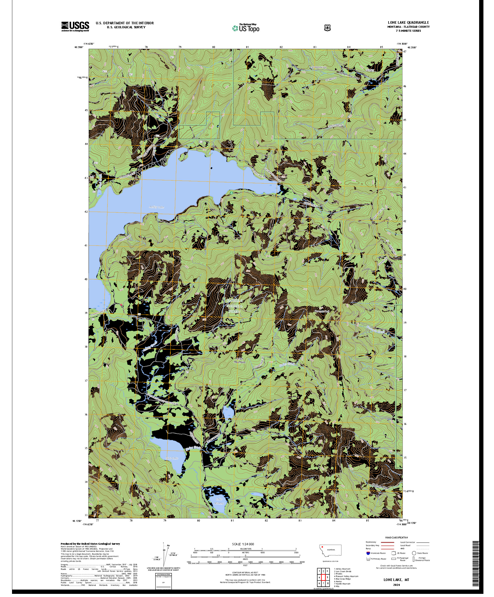 US TOPO 7.5-MINUTE MAP FOR LONE LAKE, MT