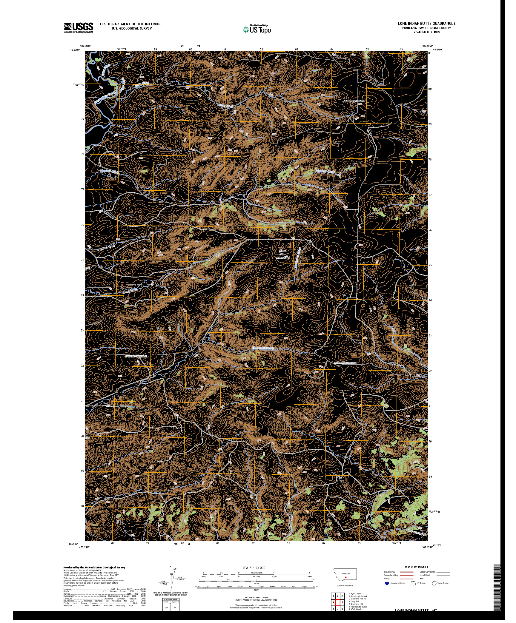 US TOPO 7.5-MINUTE MAP FOR LONE INDIAN BUTTE, MT