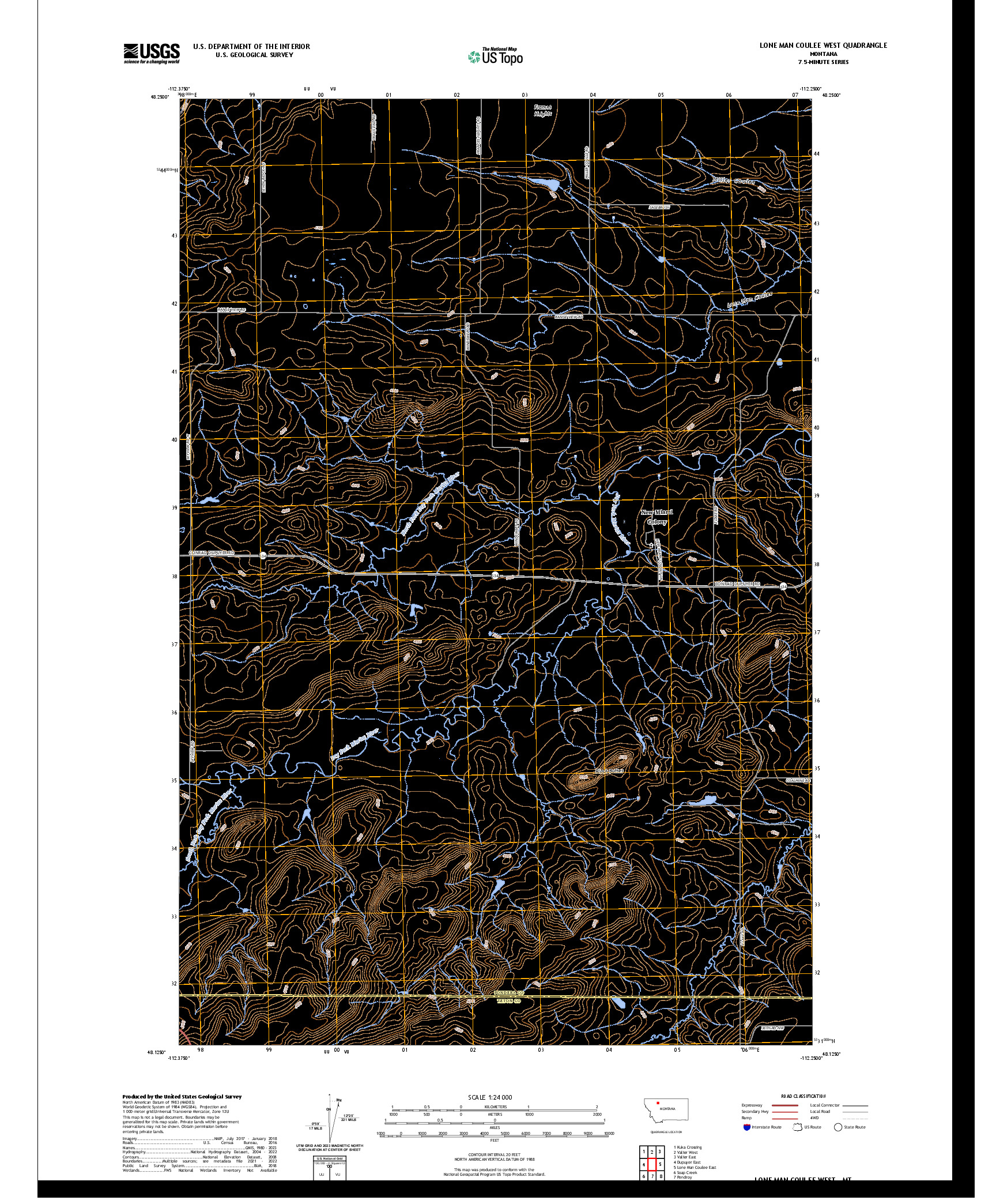 US TOPO 7.5-MINUTE MAP FOR LONE MAN COULEE WEST, MT